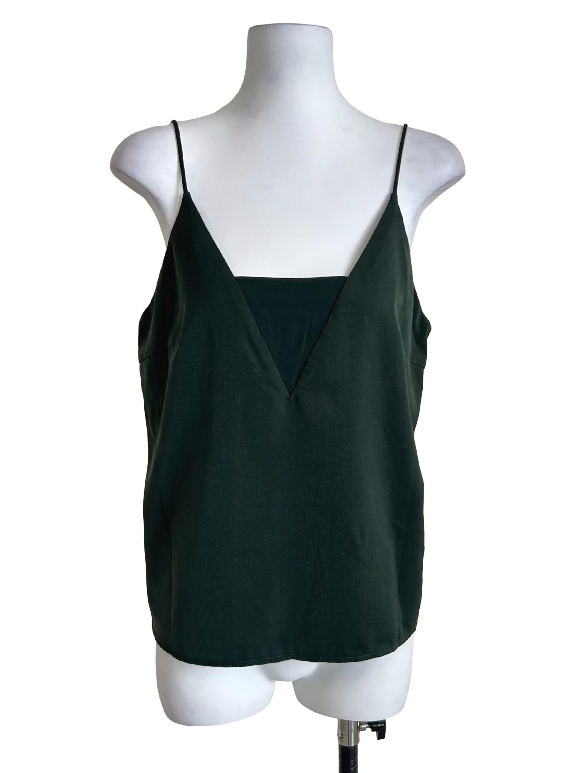 Dark Green V Neck Camisole Top