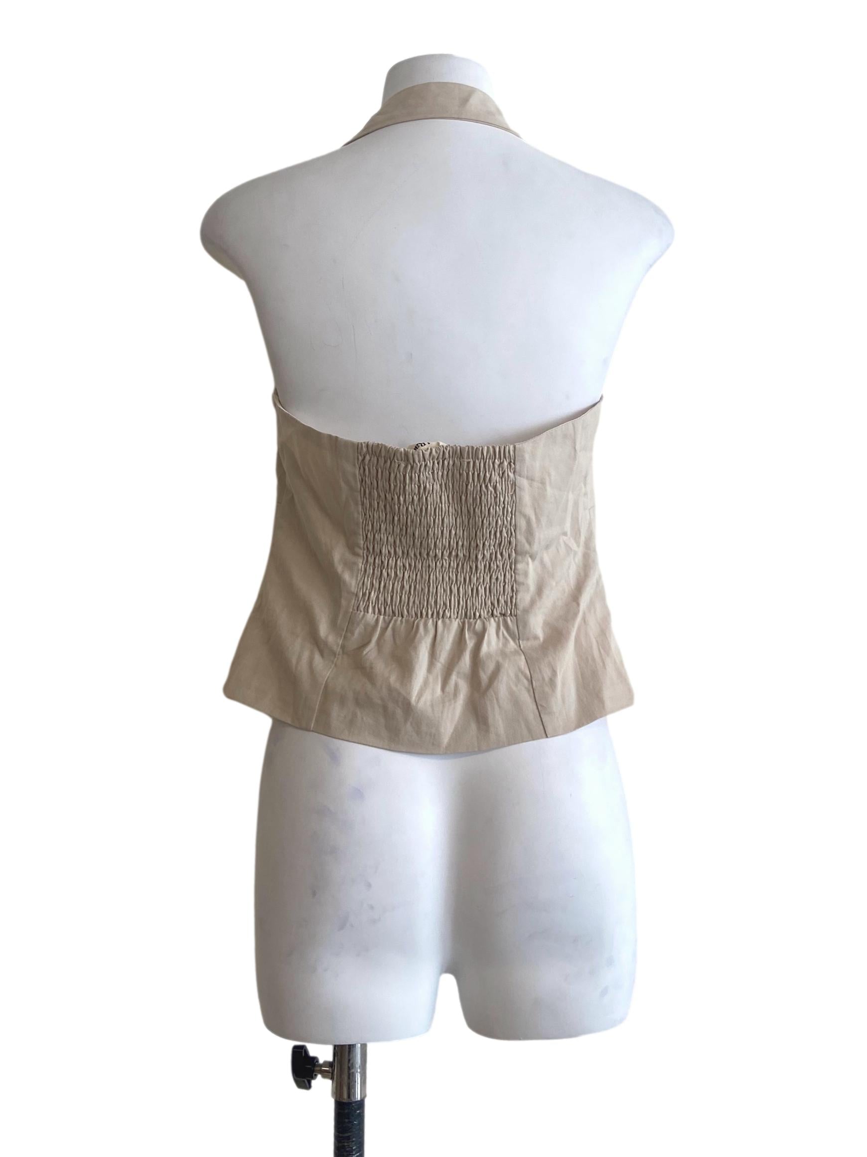 Ivory Beige Halter Neck Crop Top