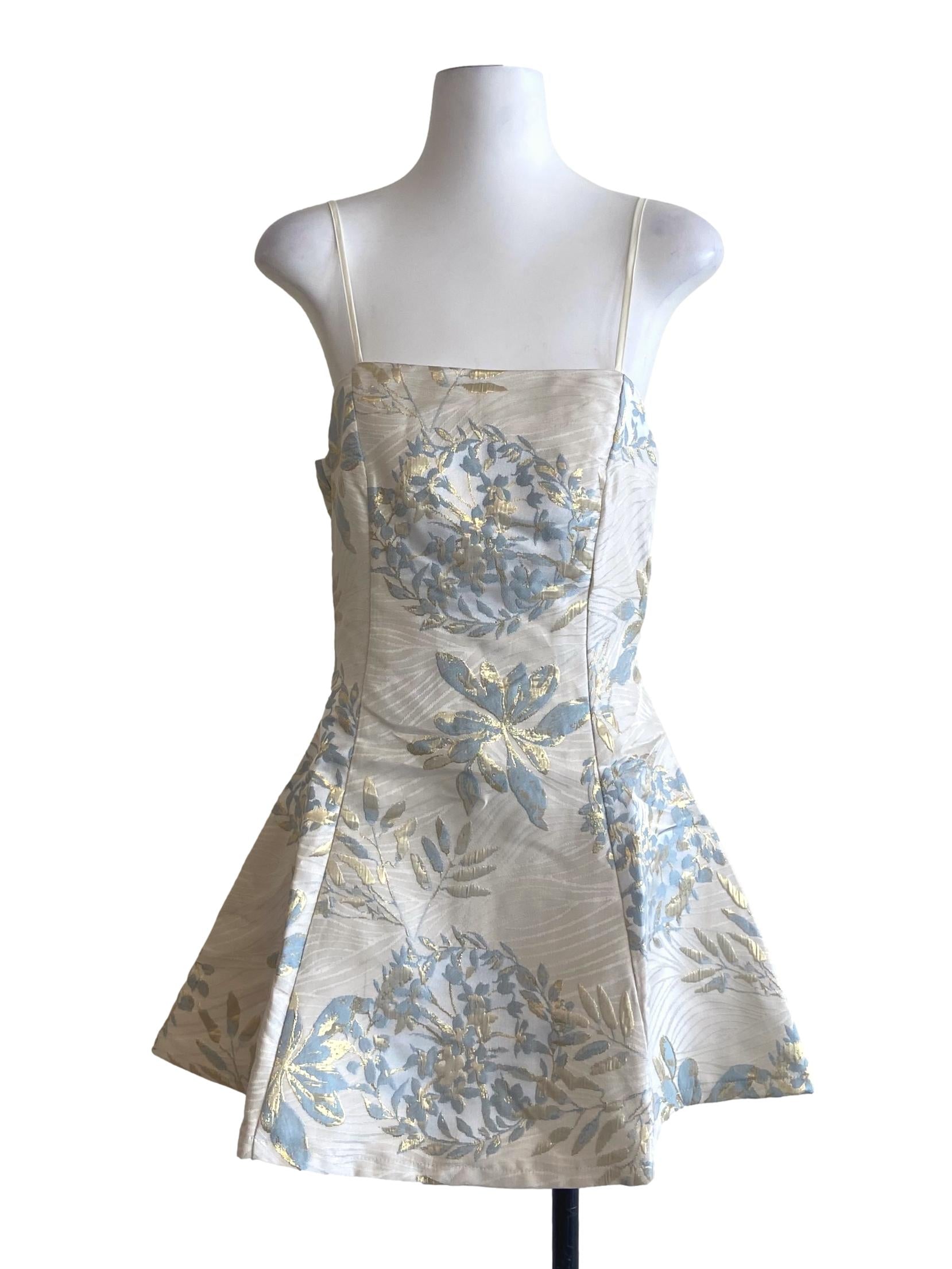 White & Blue Floral Mini Dress