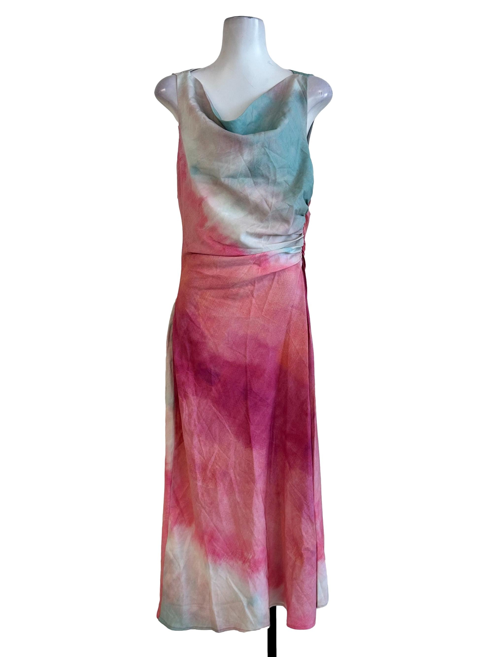 Mint Green Pink Drape Dress