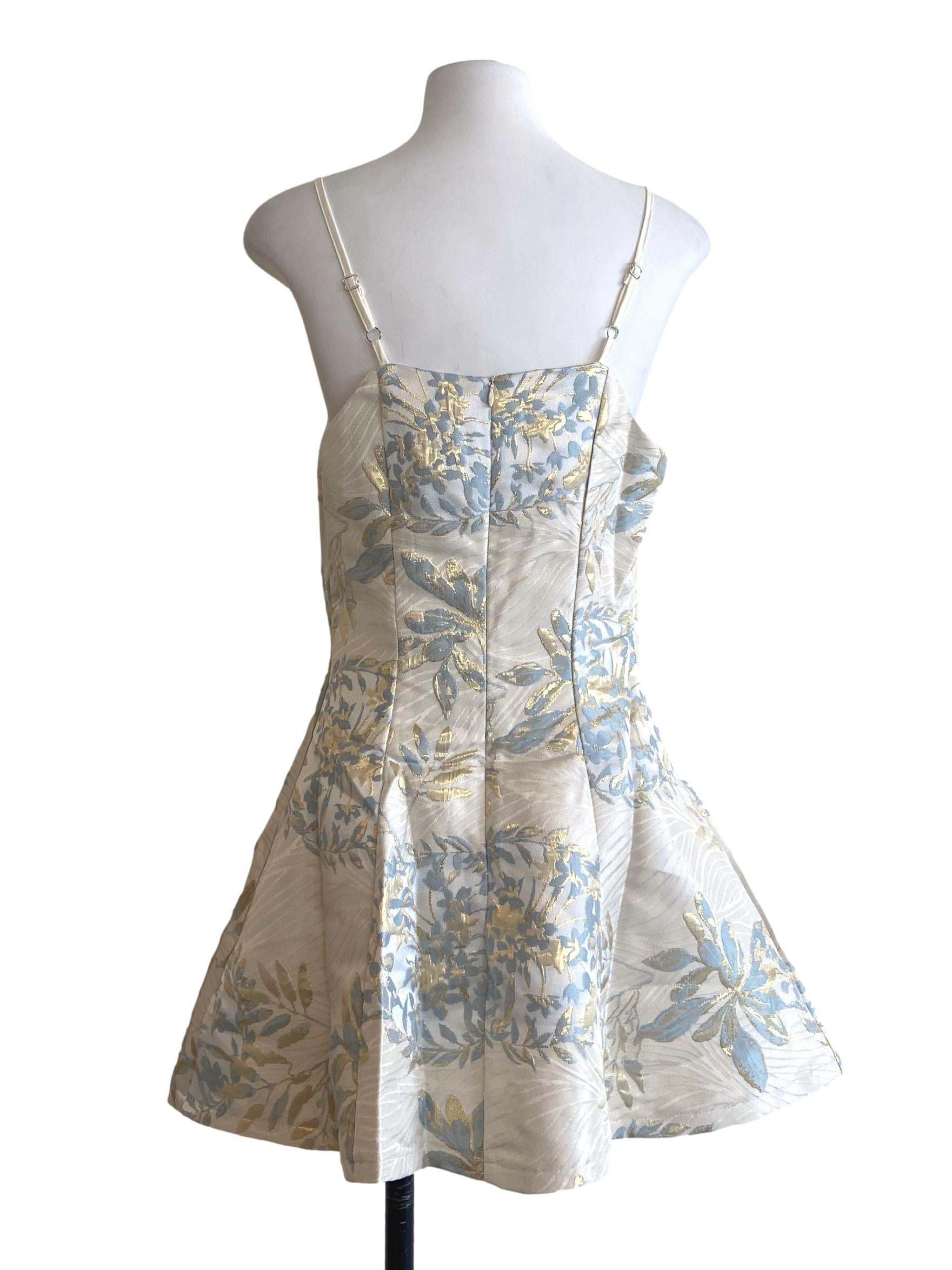 White & Blue Floral Mini Dress