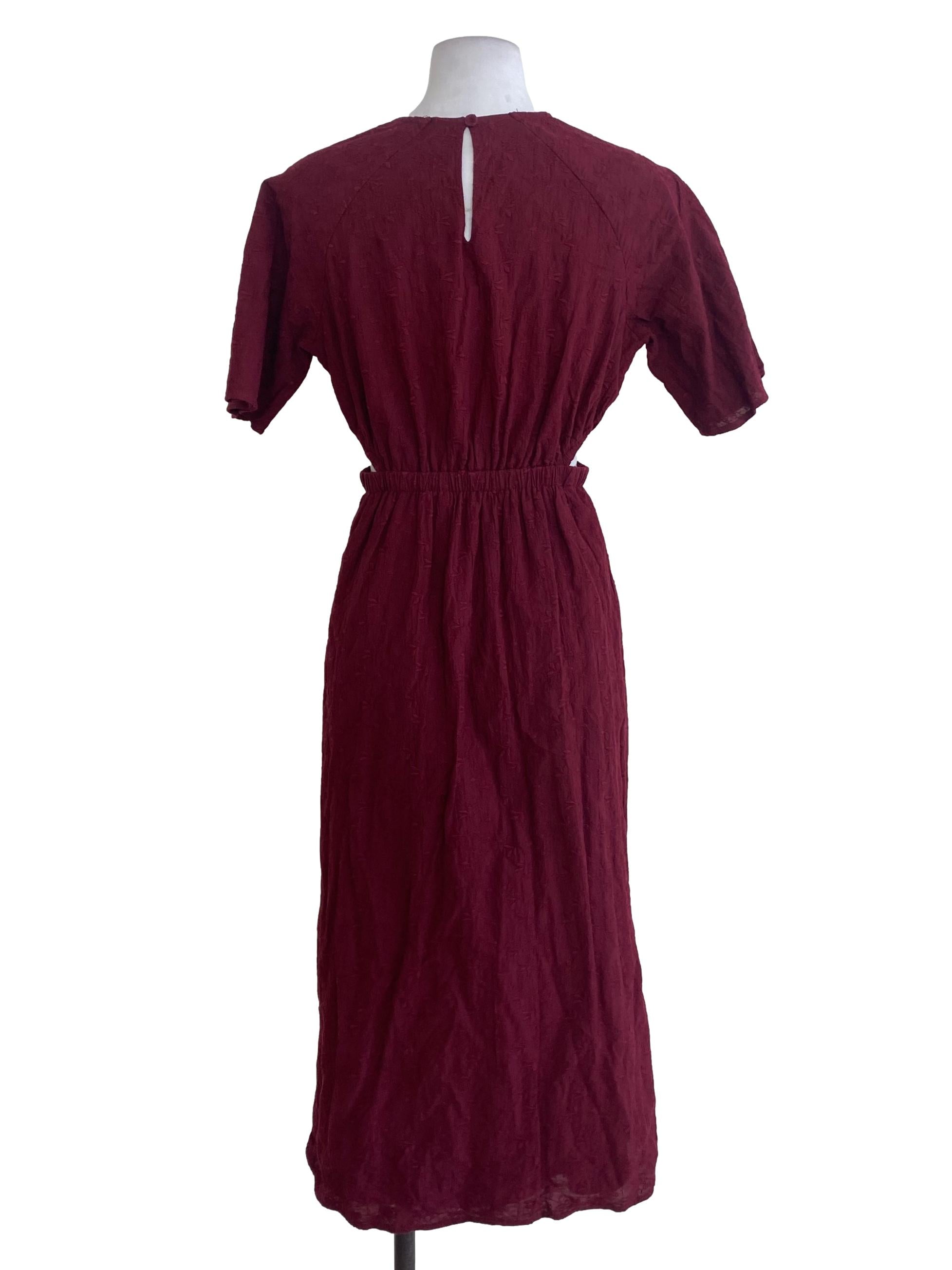 Wine Red Embroidered Dress