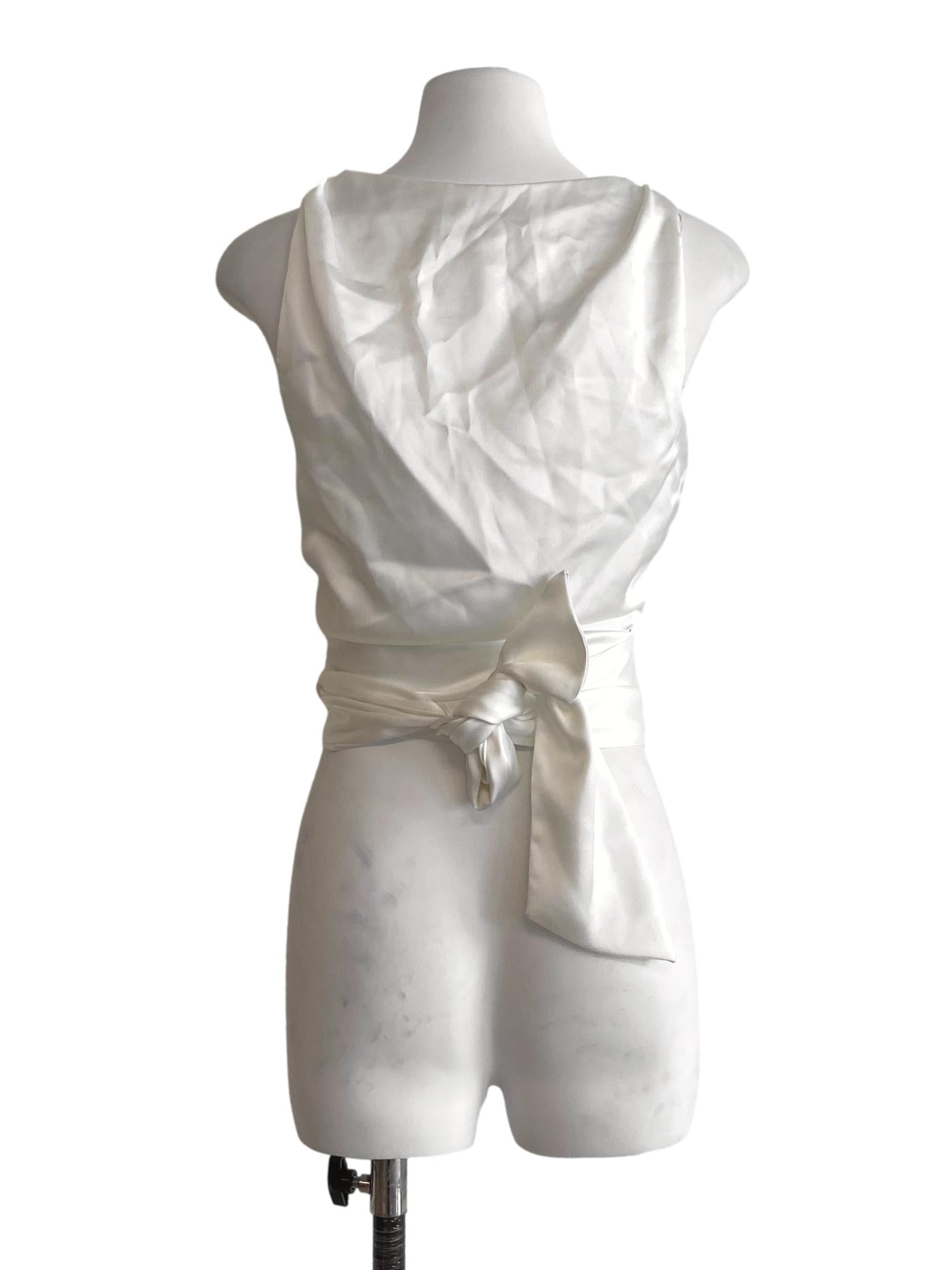 White Sleeveless Wrap Top