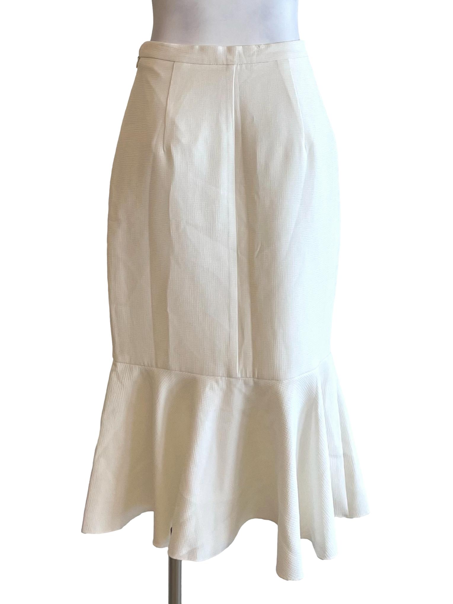 White Flounce Trumpet Skirt LB