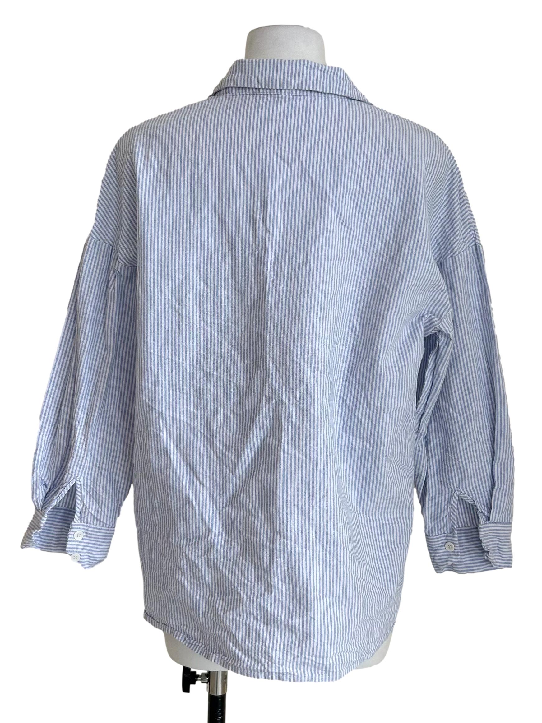 Blue Striped Oversized Button Down Shirt