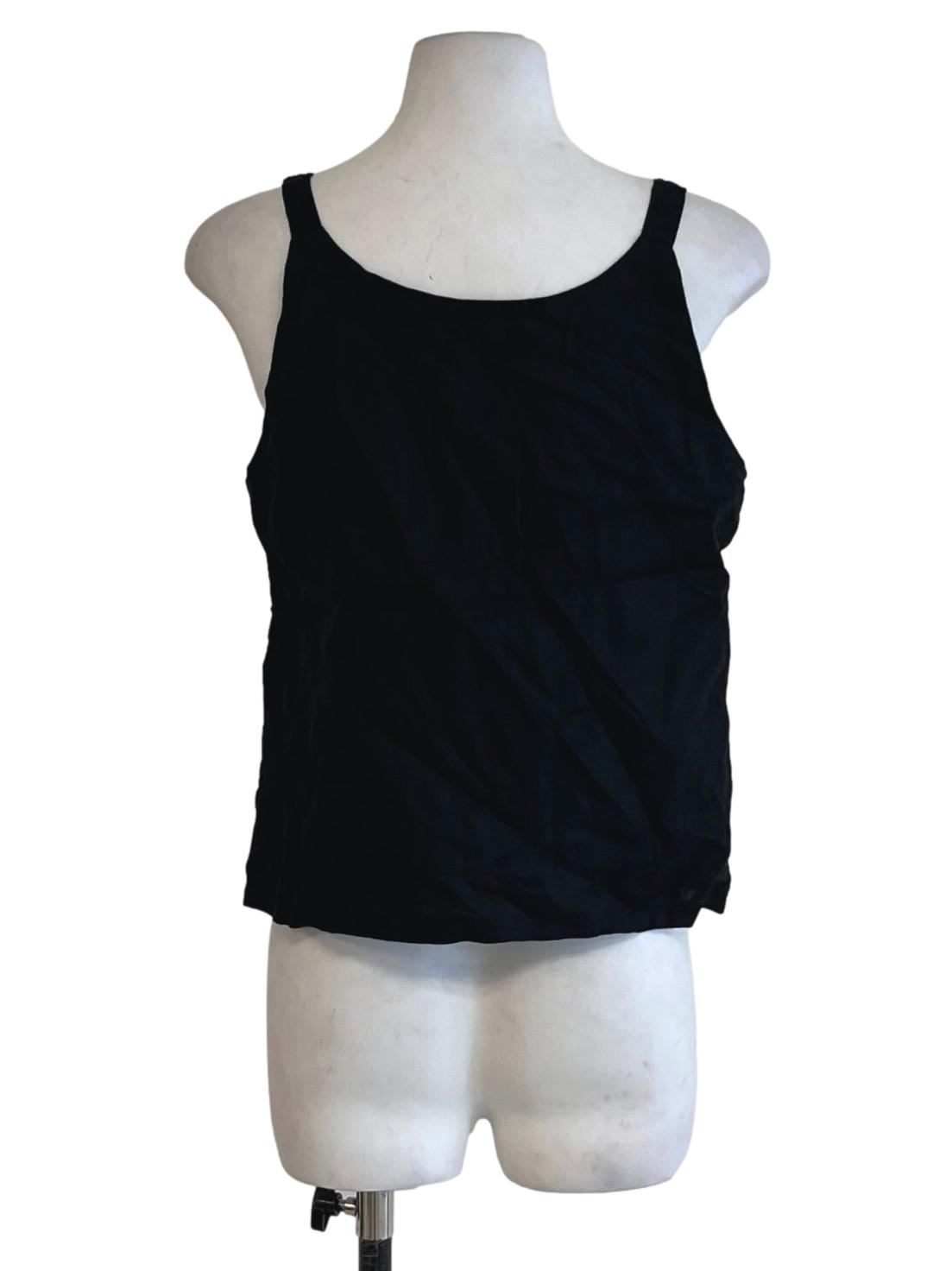Black Linen V-Neckline Sleeveless Top