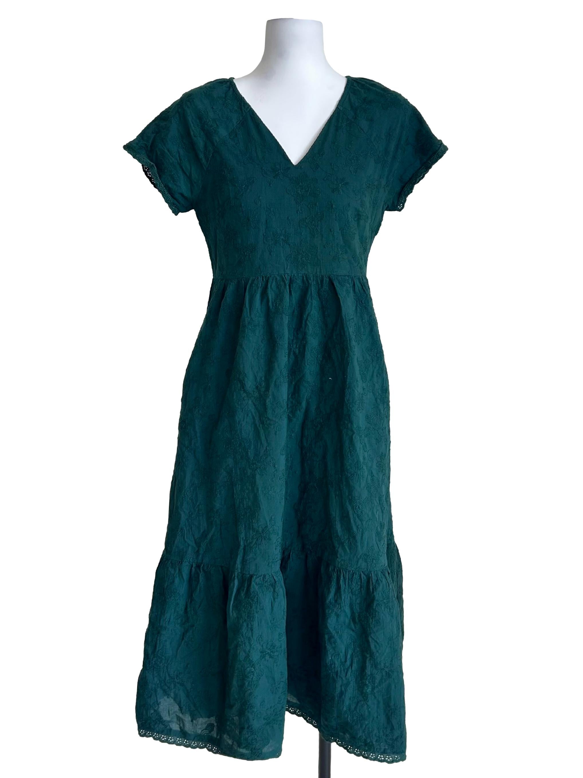 Dark Green V Neck Midi Dress