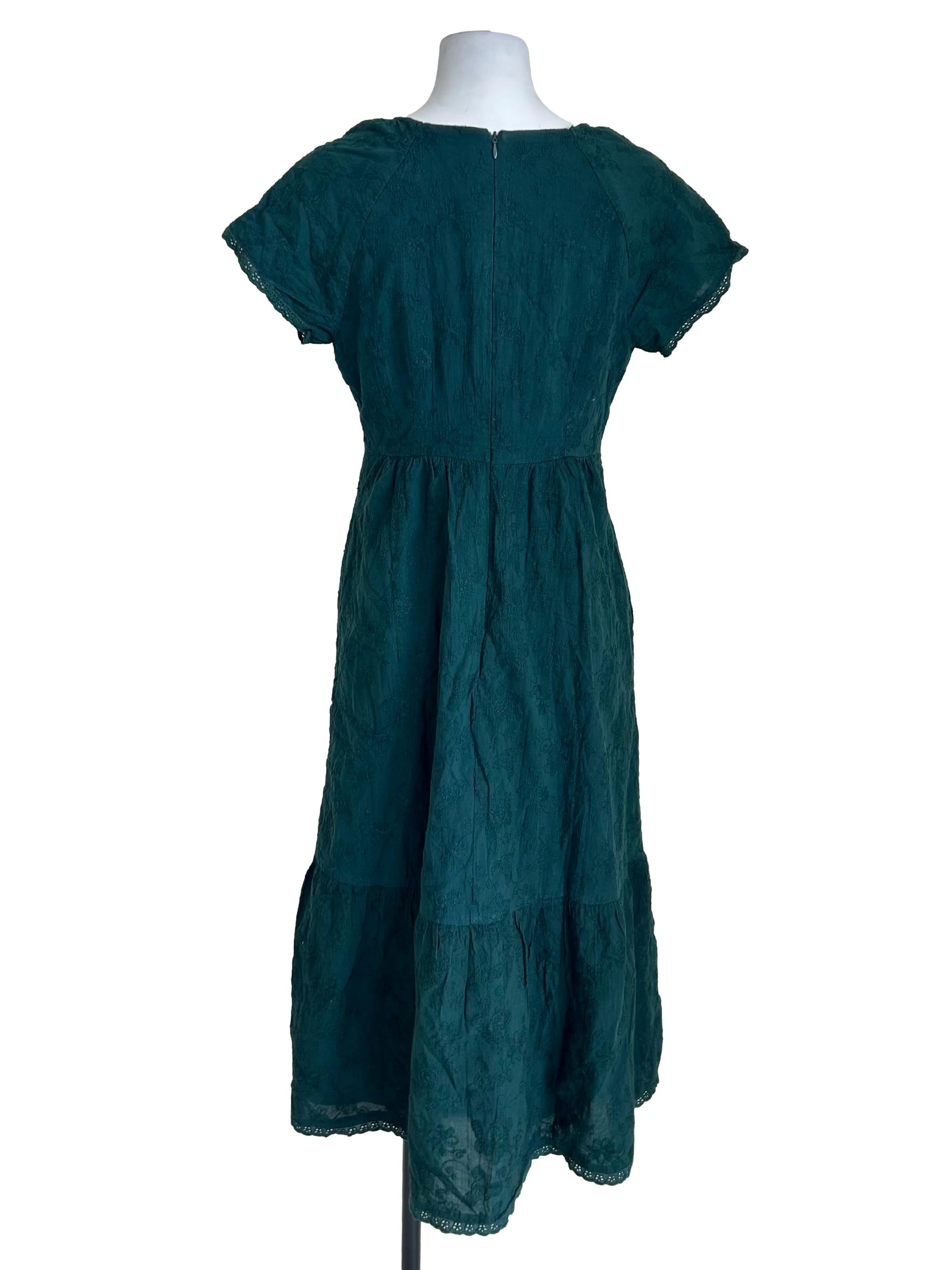 Dark Green V Neck Midi Dress