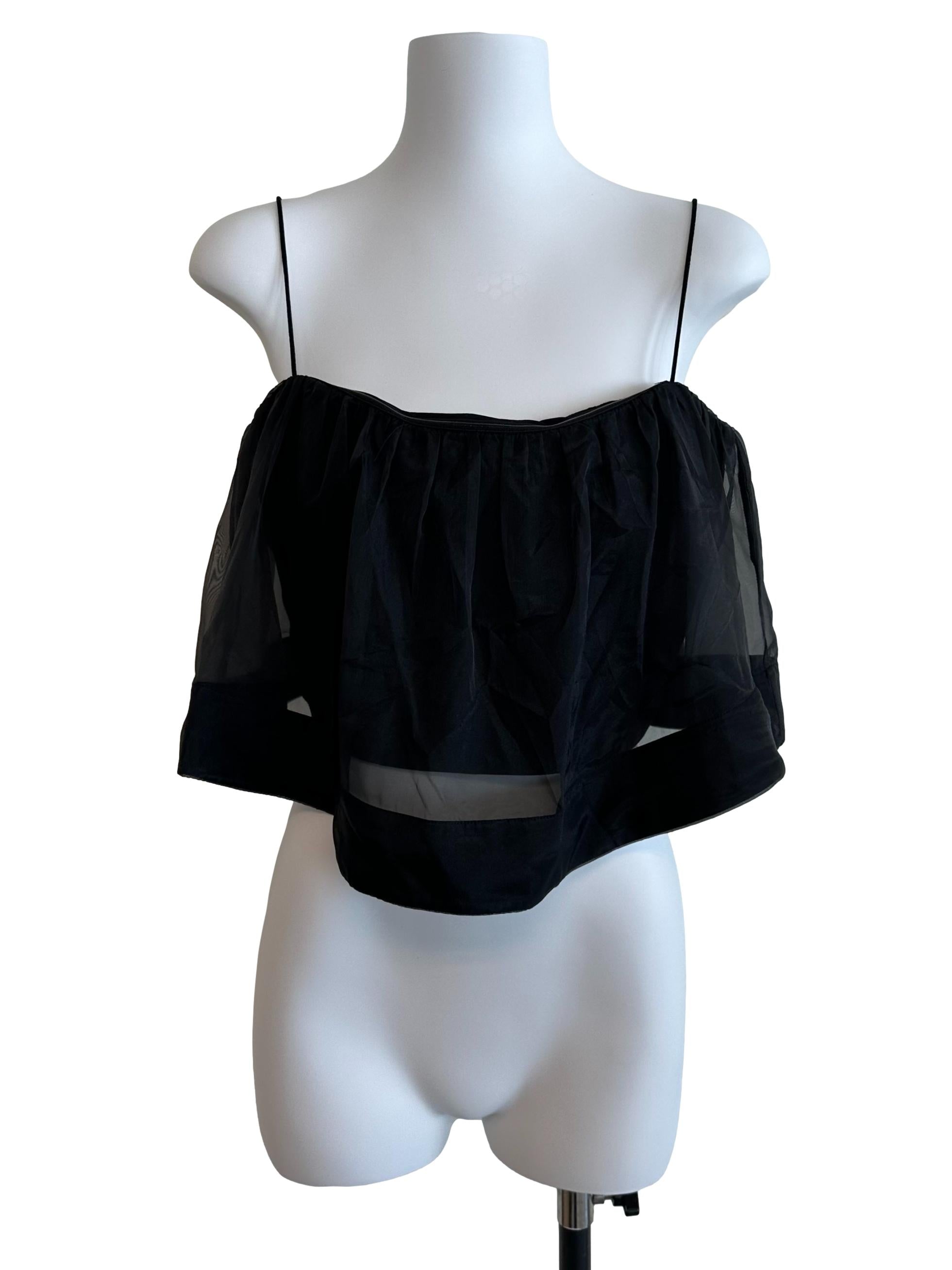 Rich Black Organza Babydoll Top