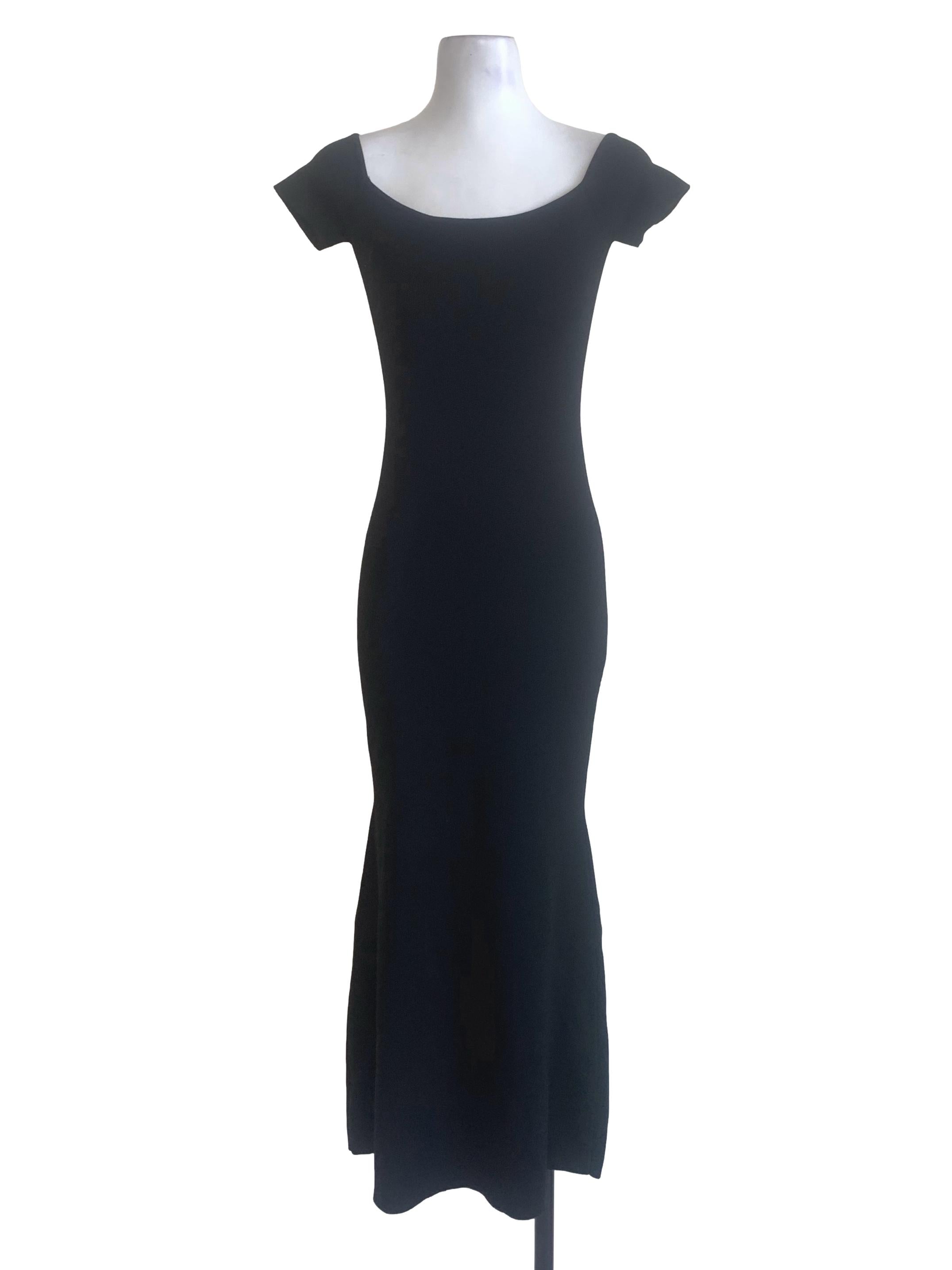 Black Bateau Neck Sheath Dress