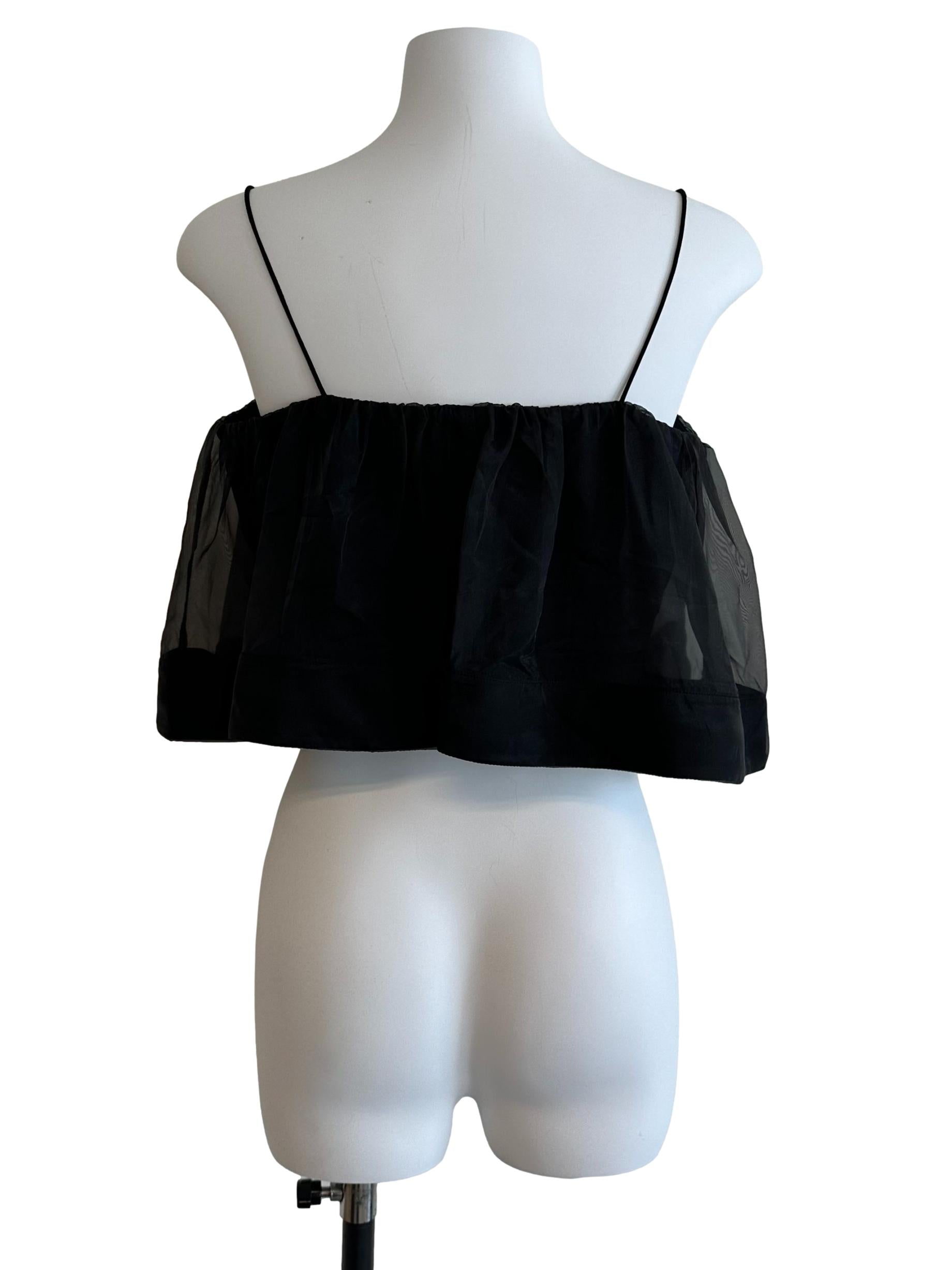 Rich Black Organza Babydoll Top