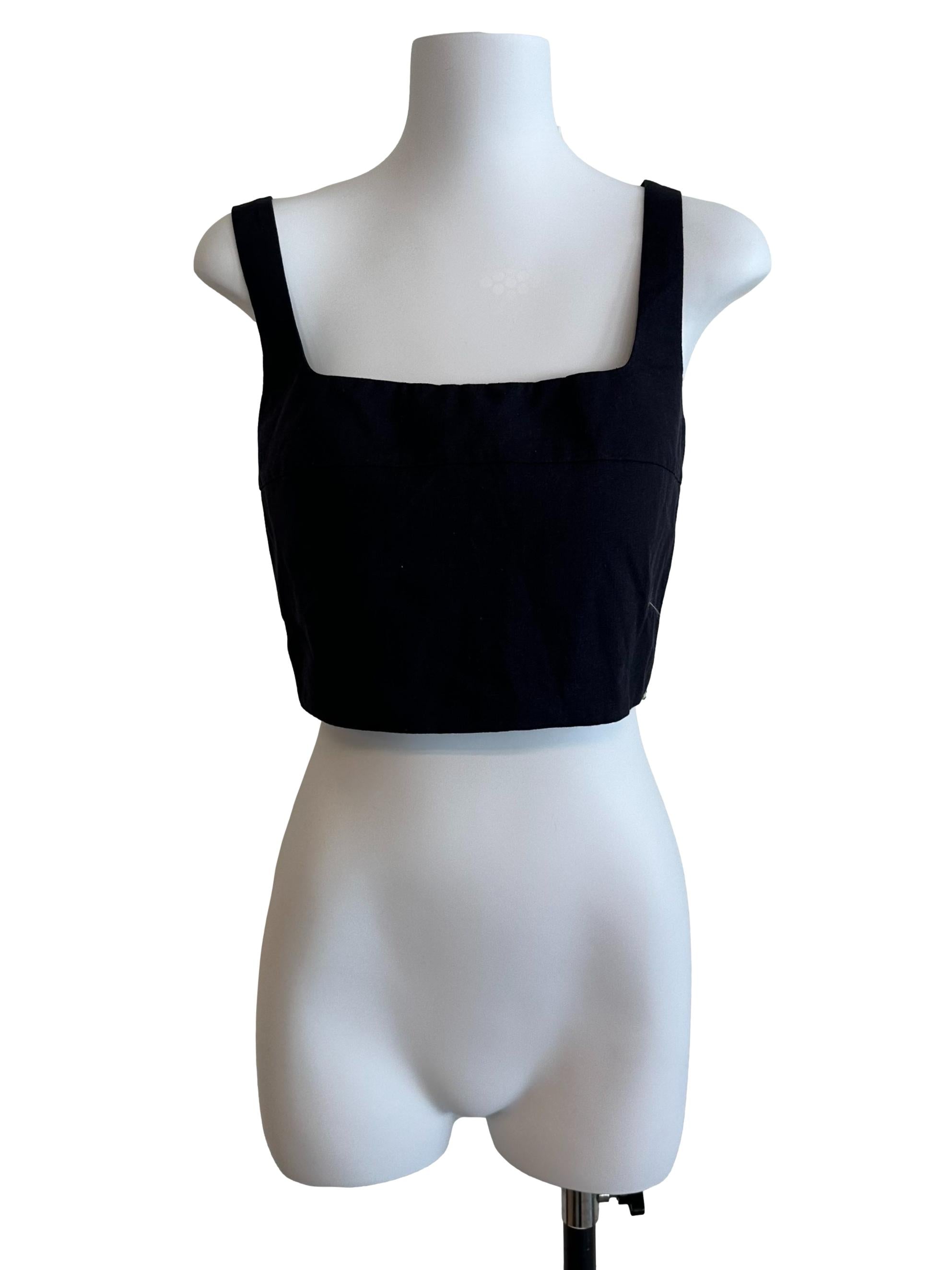 Midnight Blue Square Neck Fitted Top