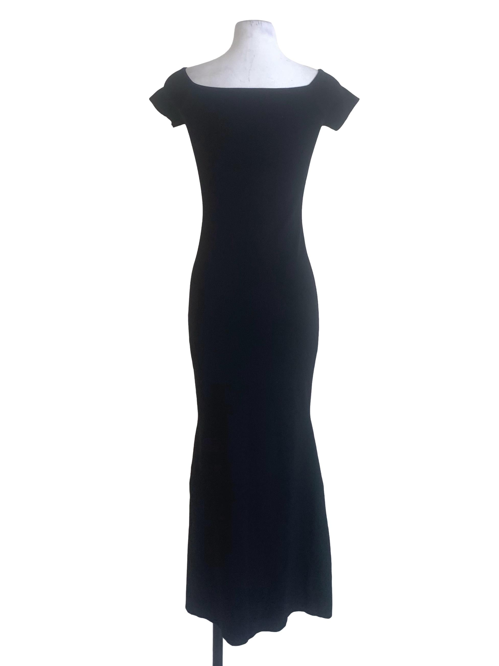 Black Bateau Neck Sheath Dress