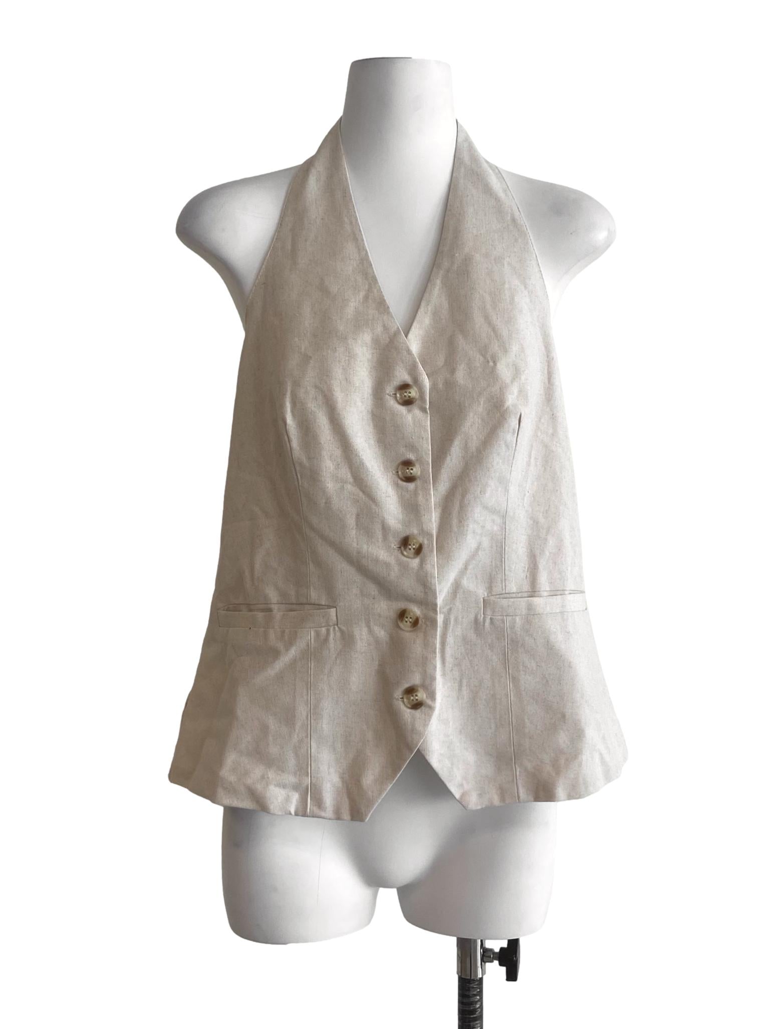 Parchment Beige Halter Neck Top
