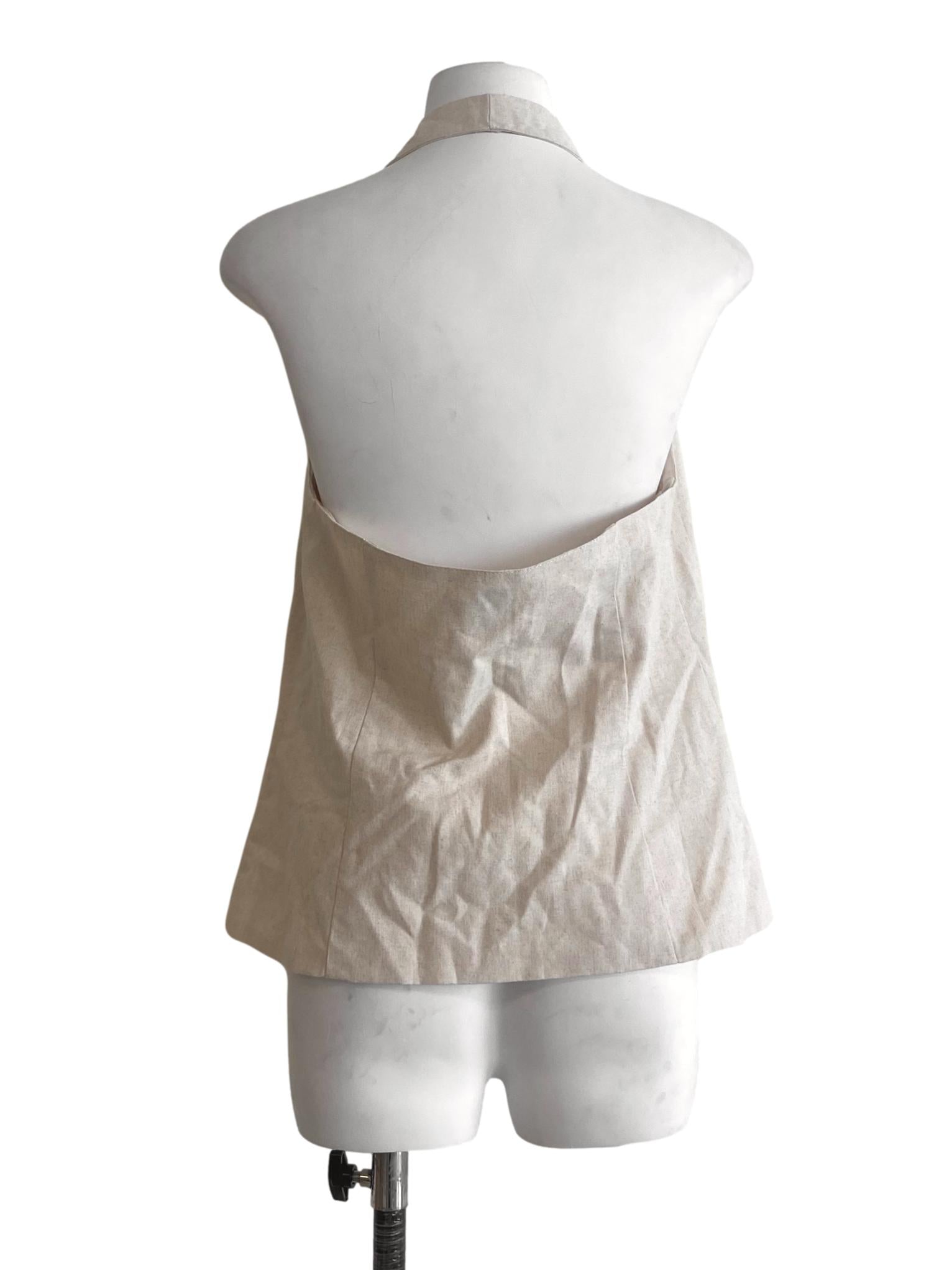 Parchment Beige Halter Neck Top