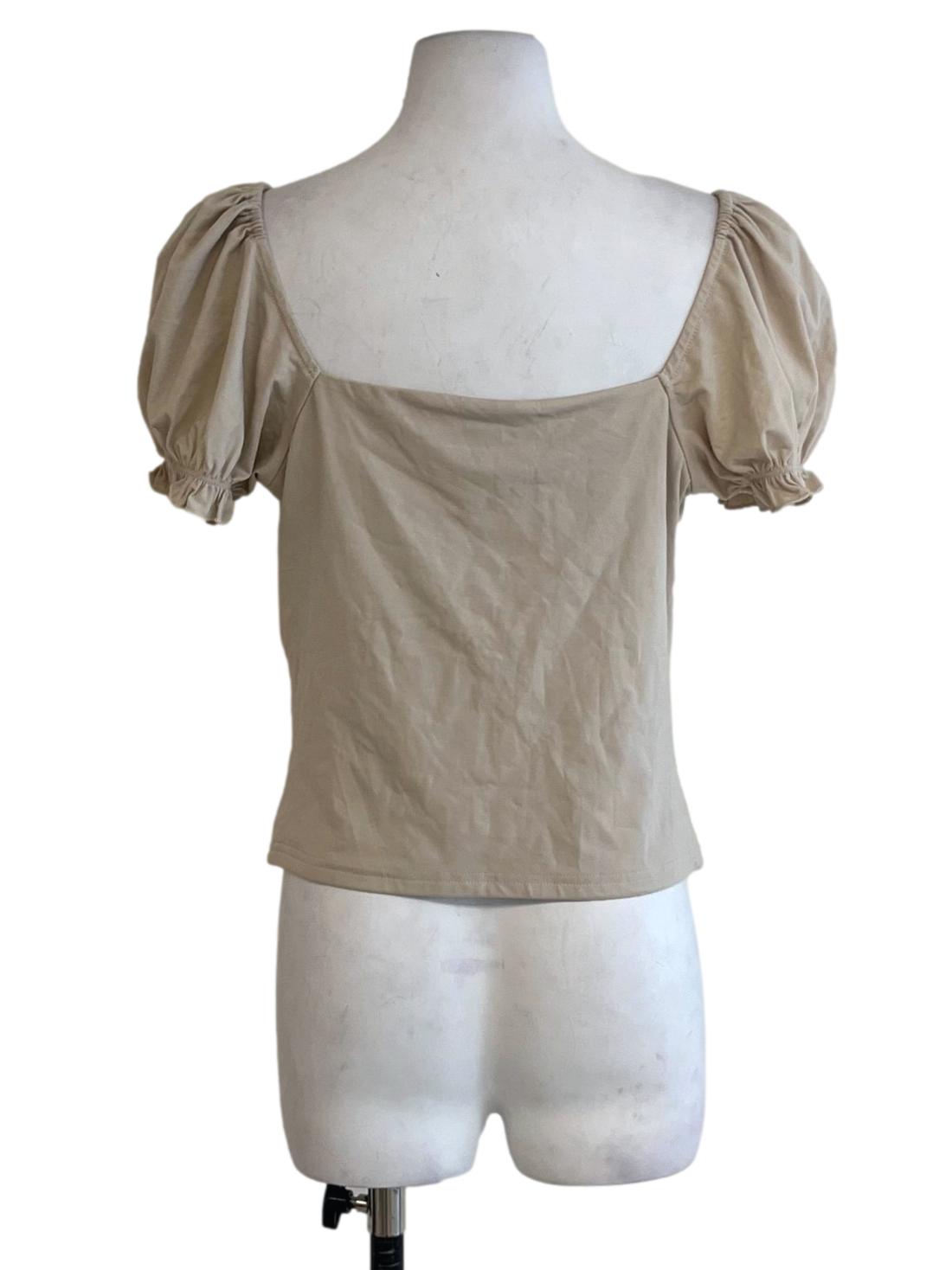 Beige Square Neckline Blouse