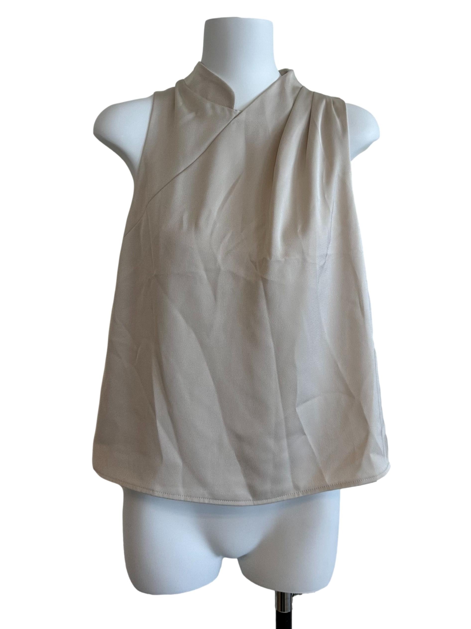 Sand Beige High Neck Textured Top