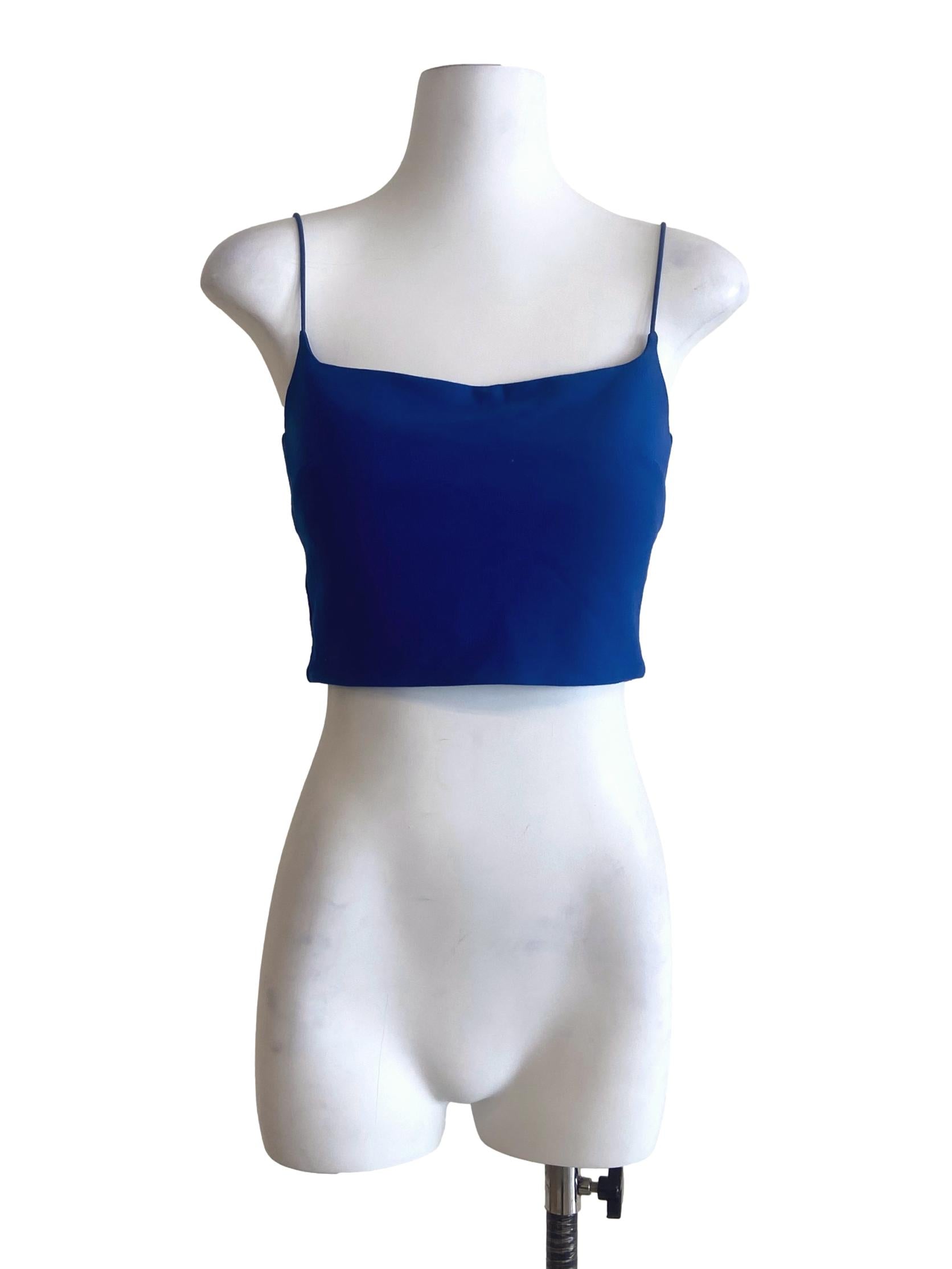 Cobalt Blue Spaghetti Strap Crop Top