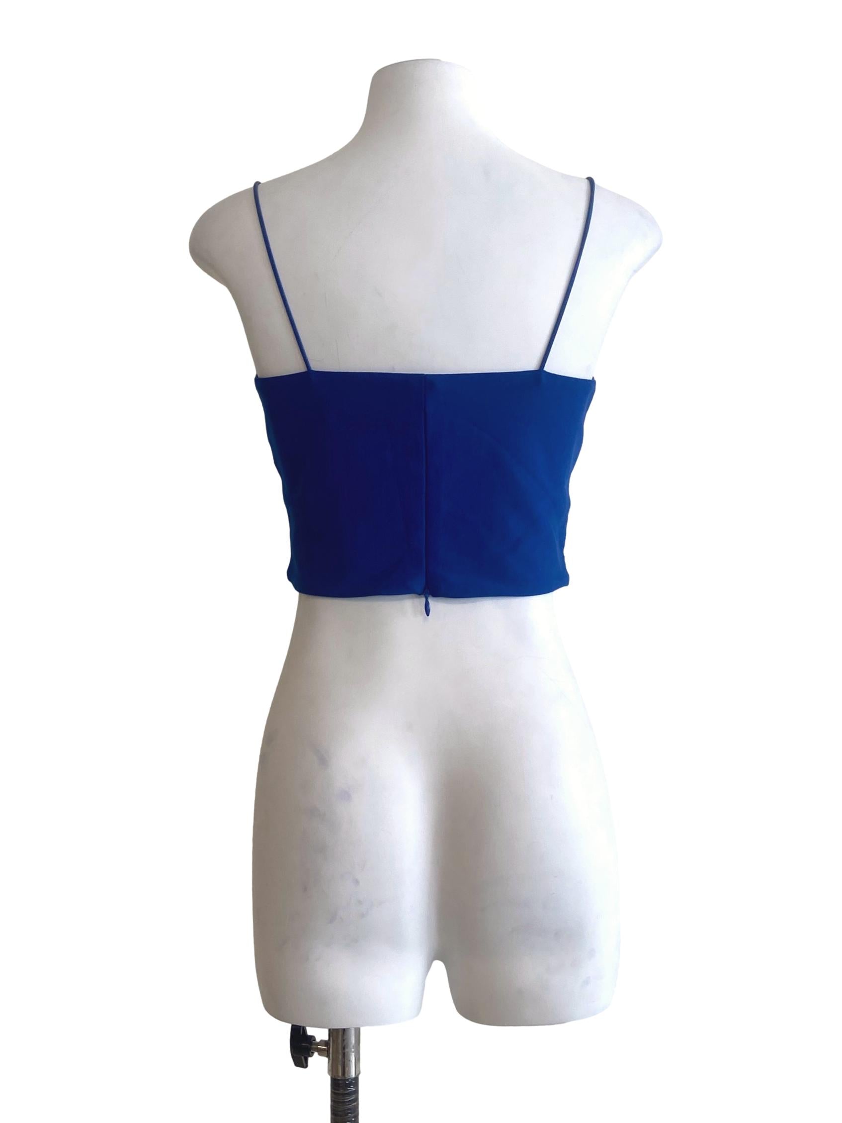 Cobalt Blue Spaghetti Strap Crop Top