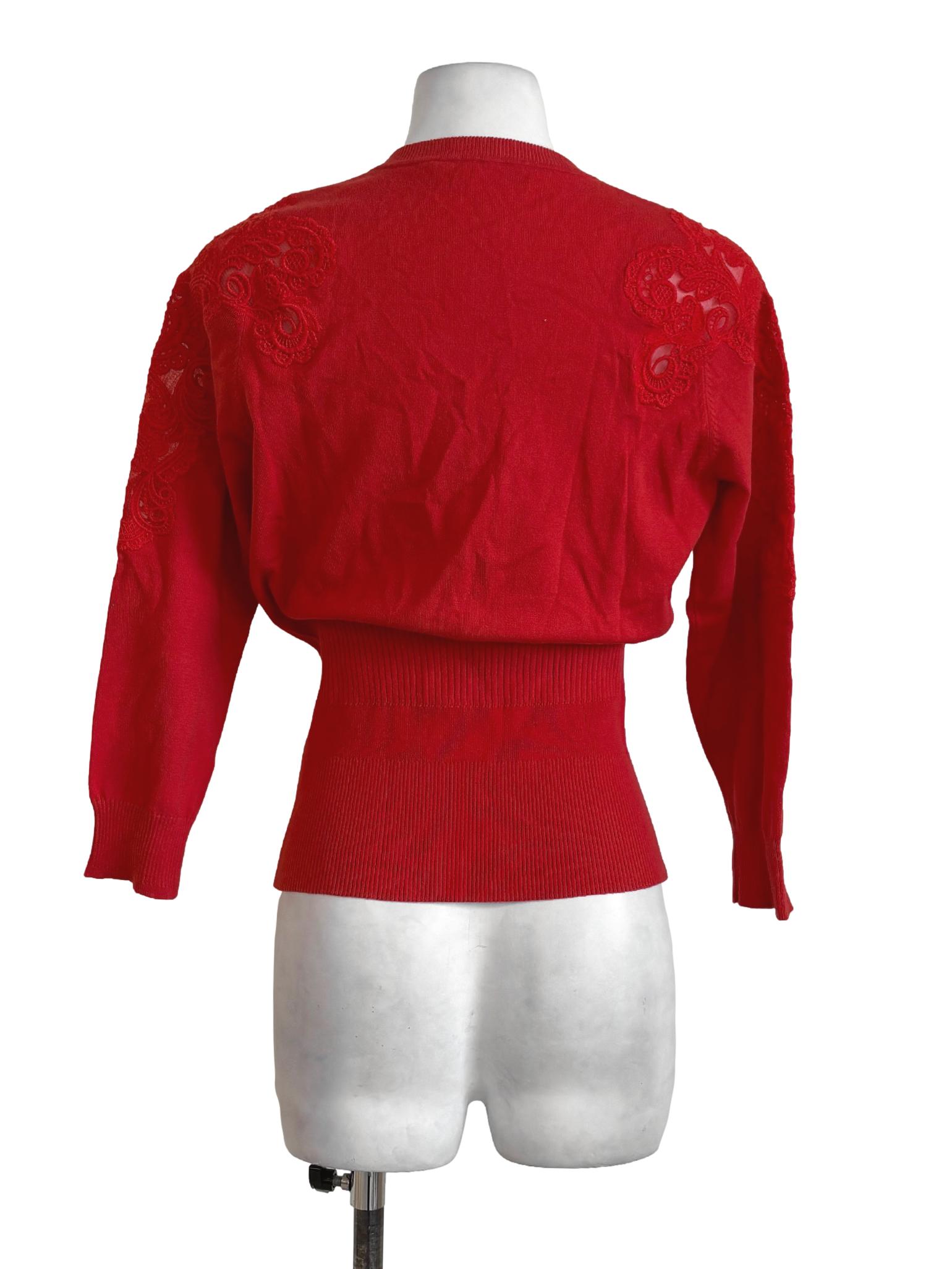 Rose Red Cinched Waist Cardigan
