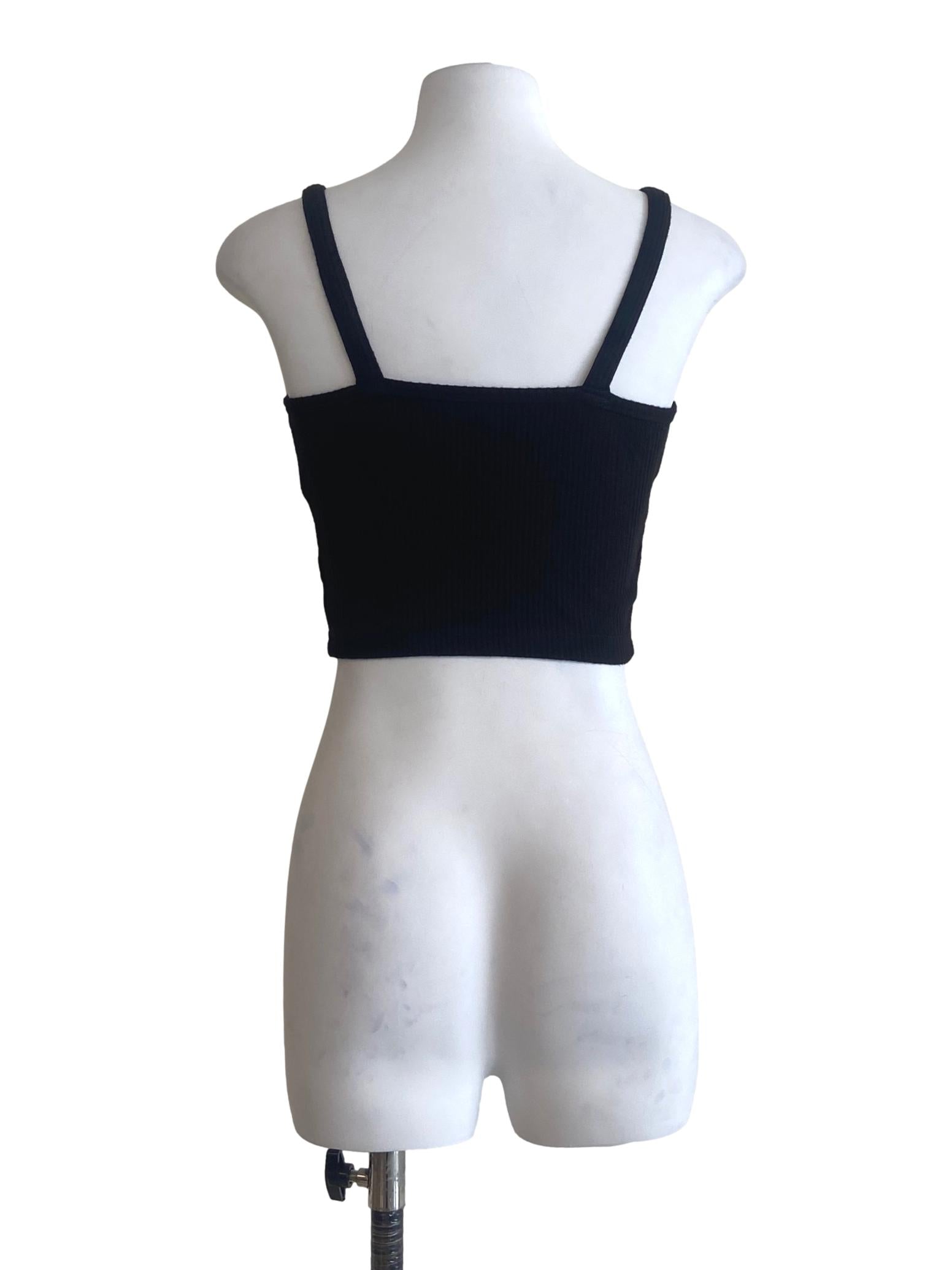 Black Pencil Stripe Sleeveless Crop Top
