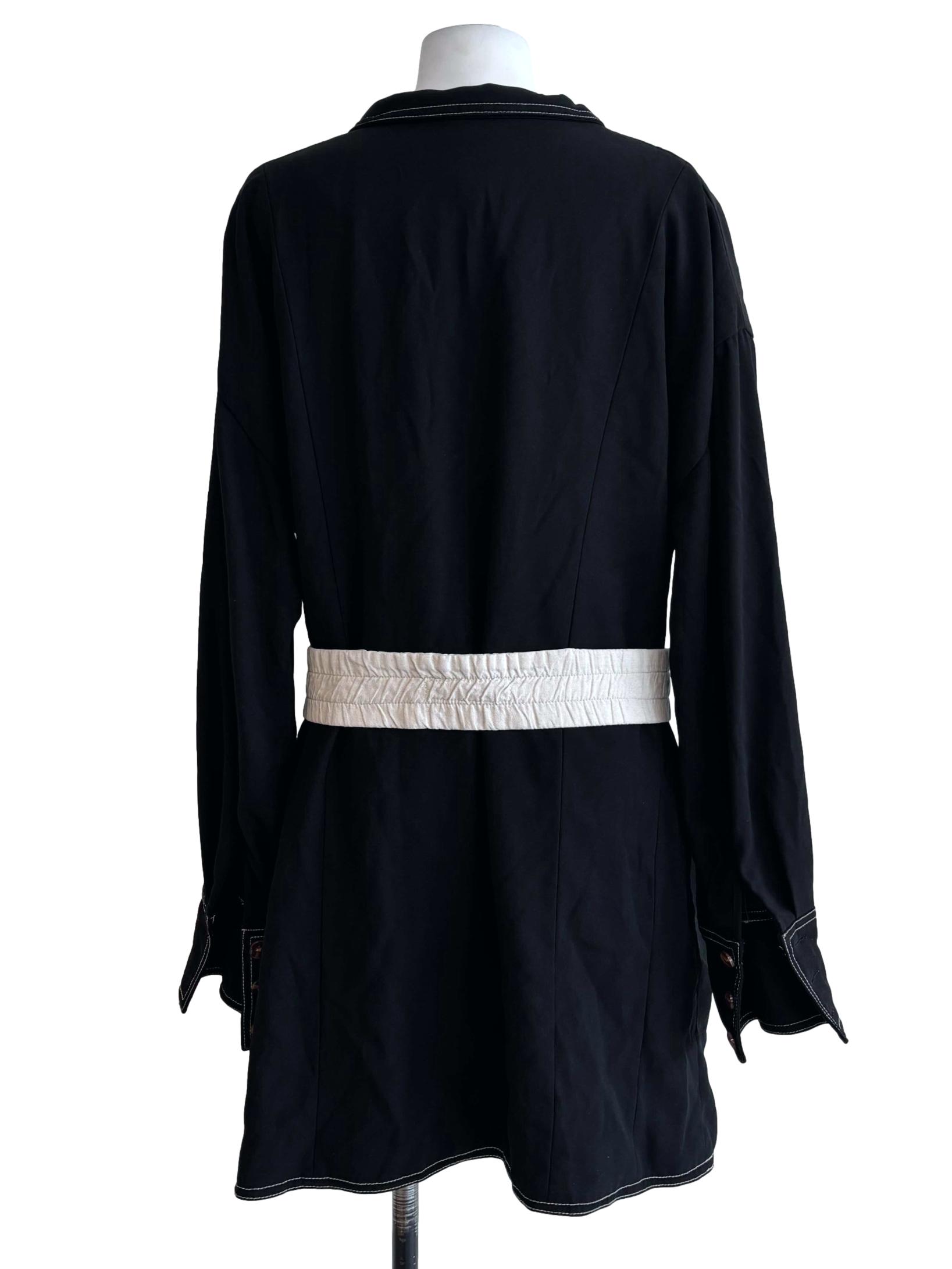 Raven Black Buttoned Shirt Dress