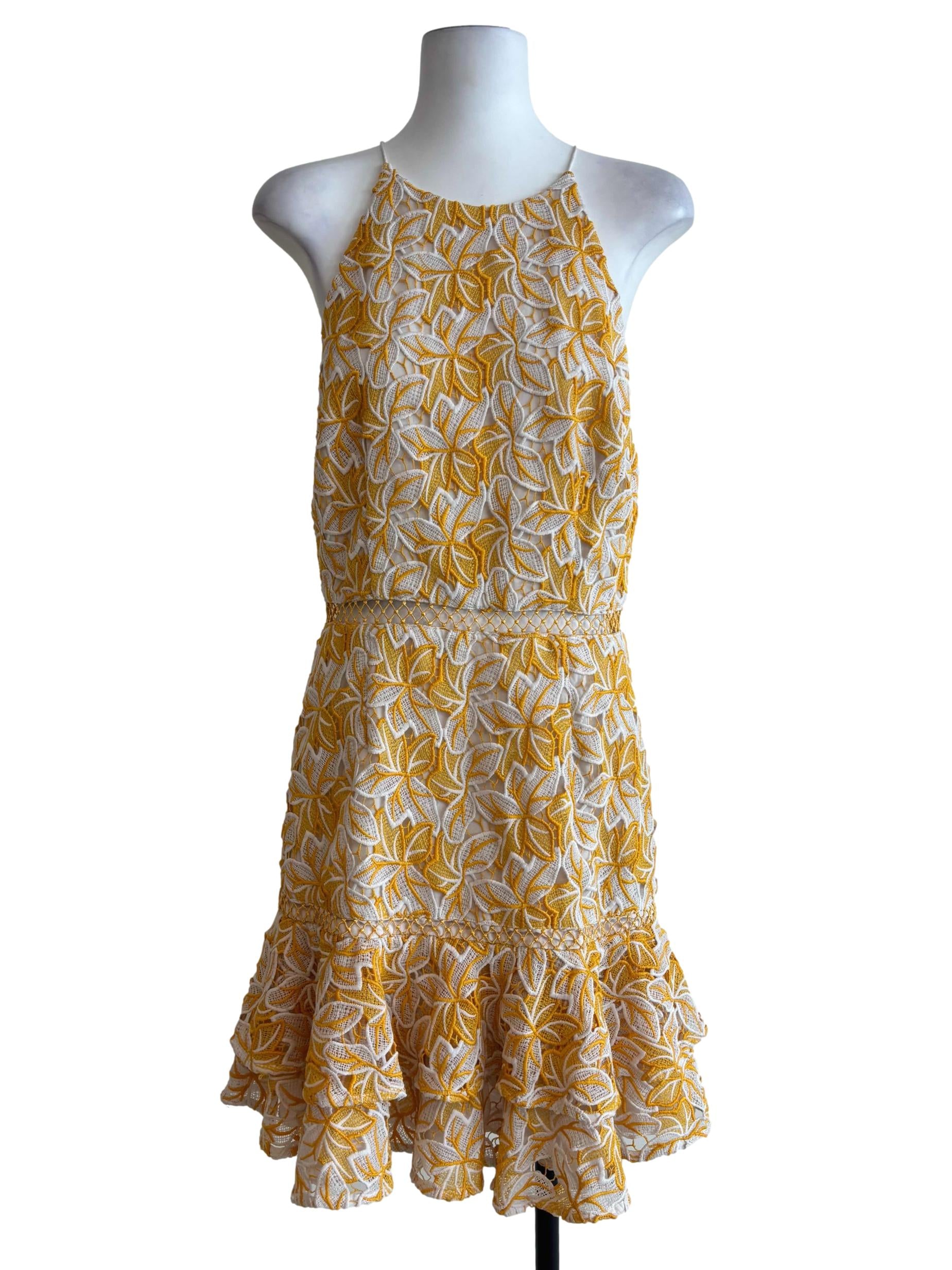 Dandelion Yellow Halter Lace Dress