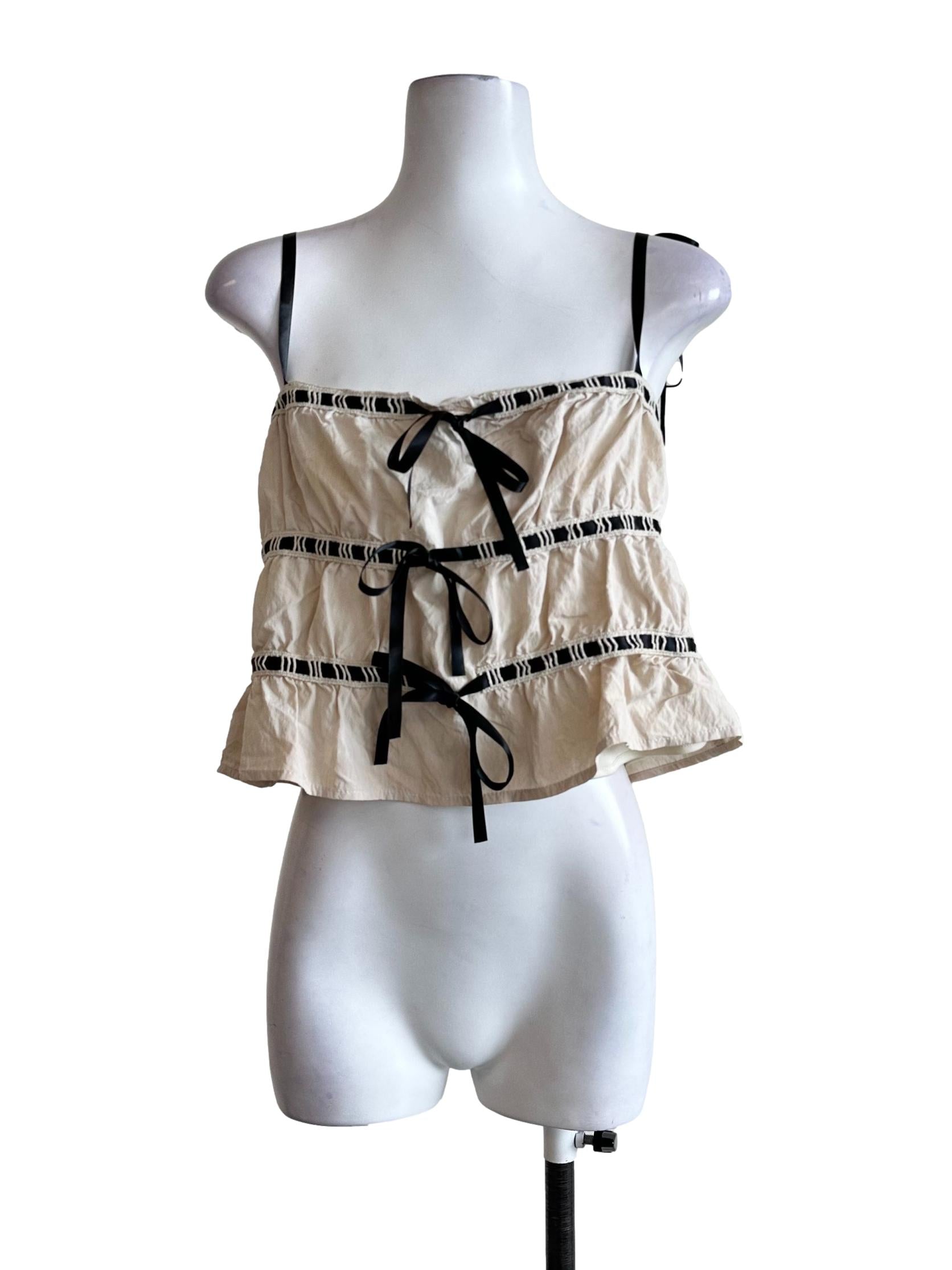 Sugar Cookie Beige Ribbon Sleeveless Top