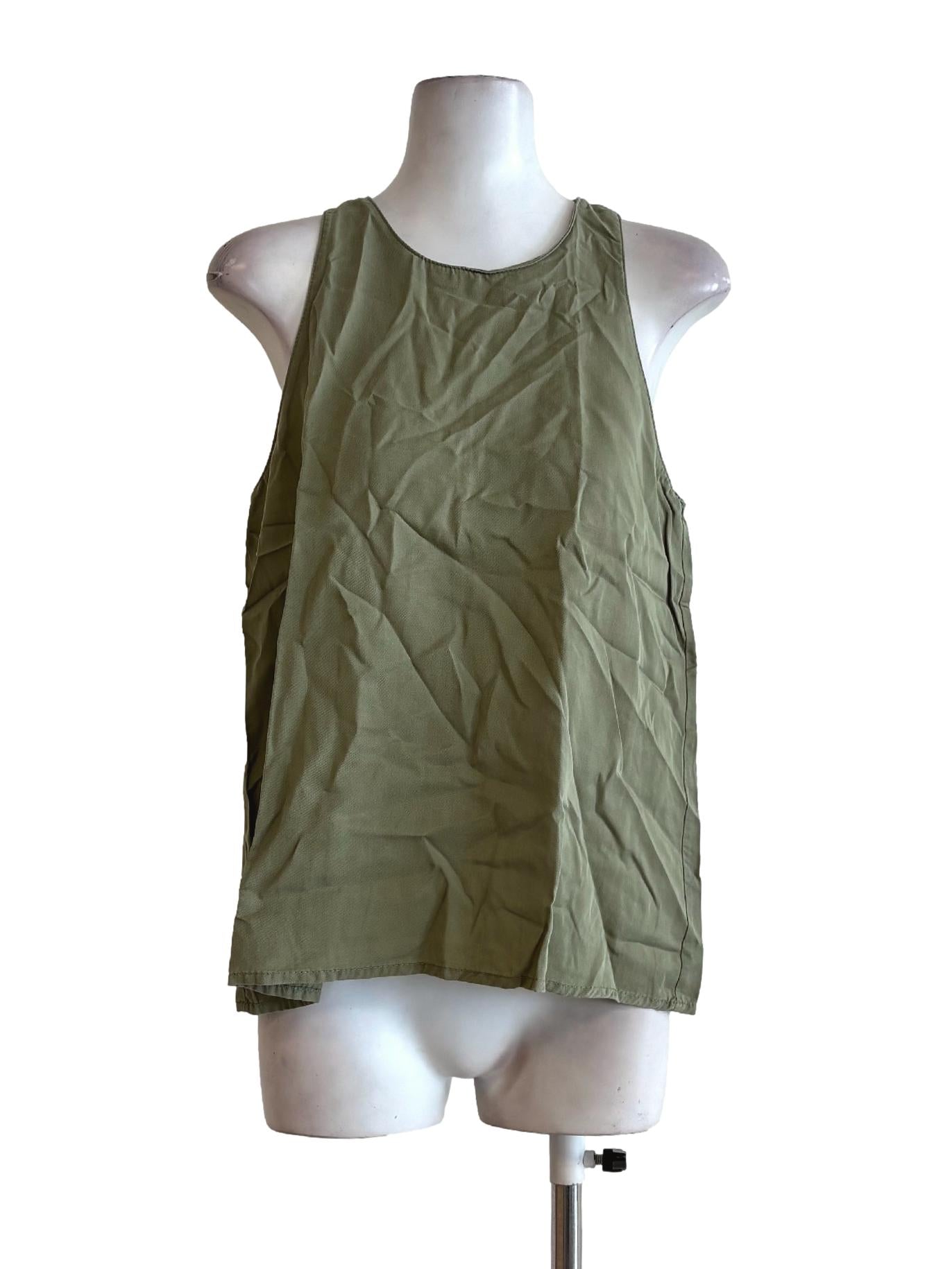 Sage Green Cotton Sleeveless Top TEM