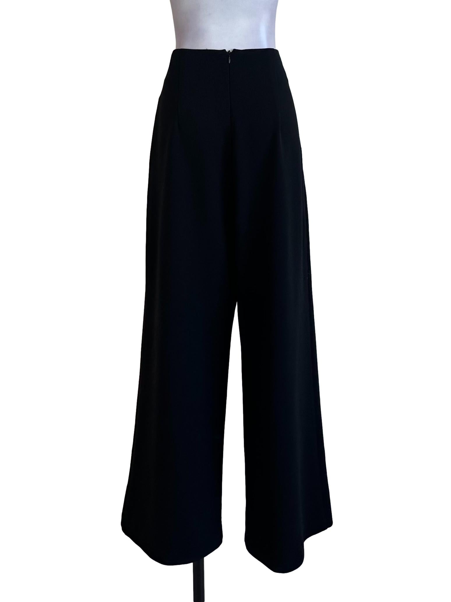 Raven Black Wide Leg Long Pants