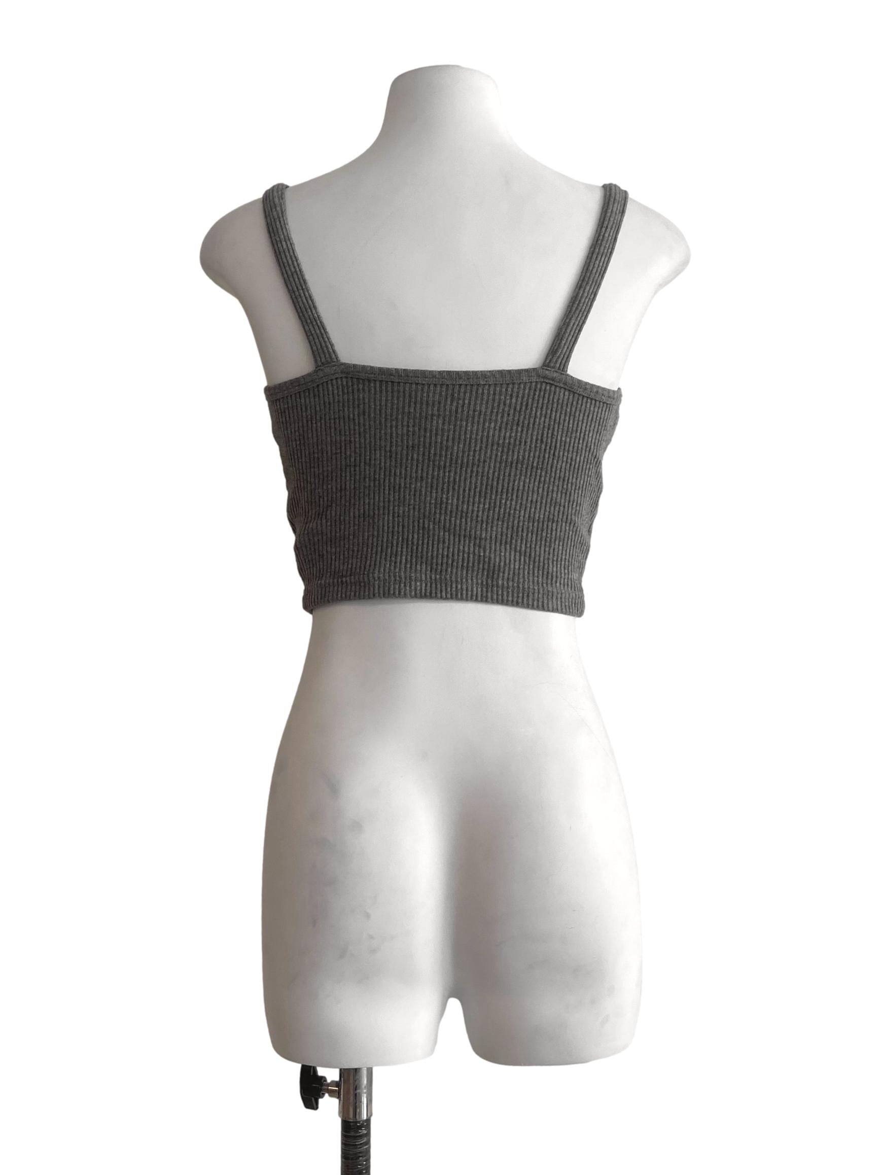 Coin Grey Pencil Stripe Crop Top