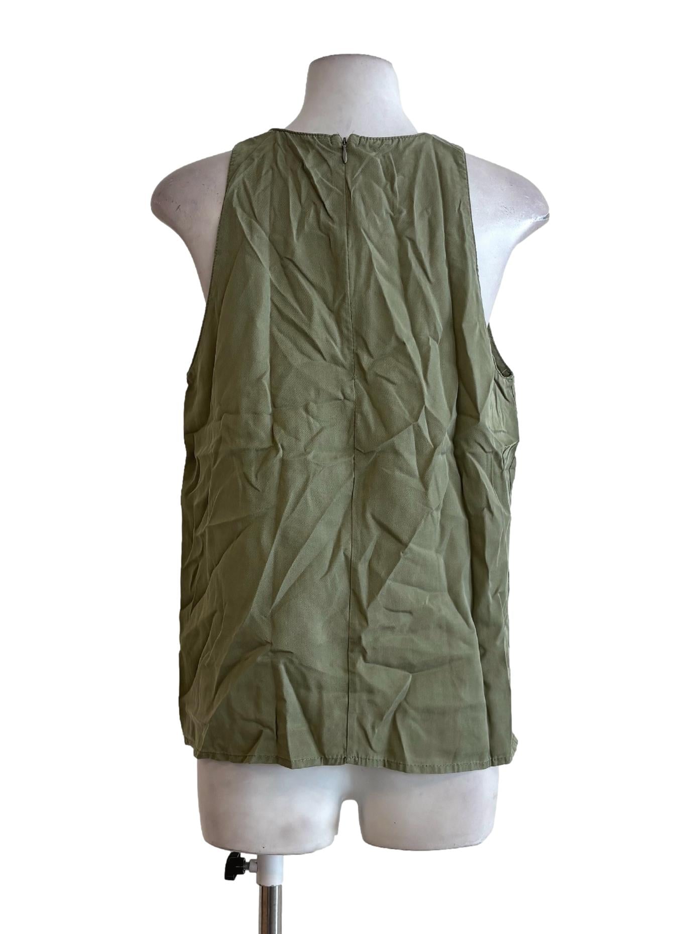 Sage Green Cotton Sleeveless Top TEM
