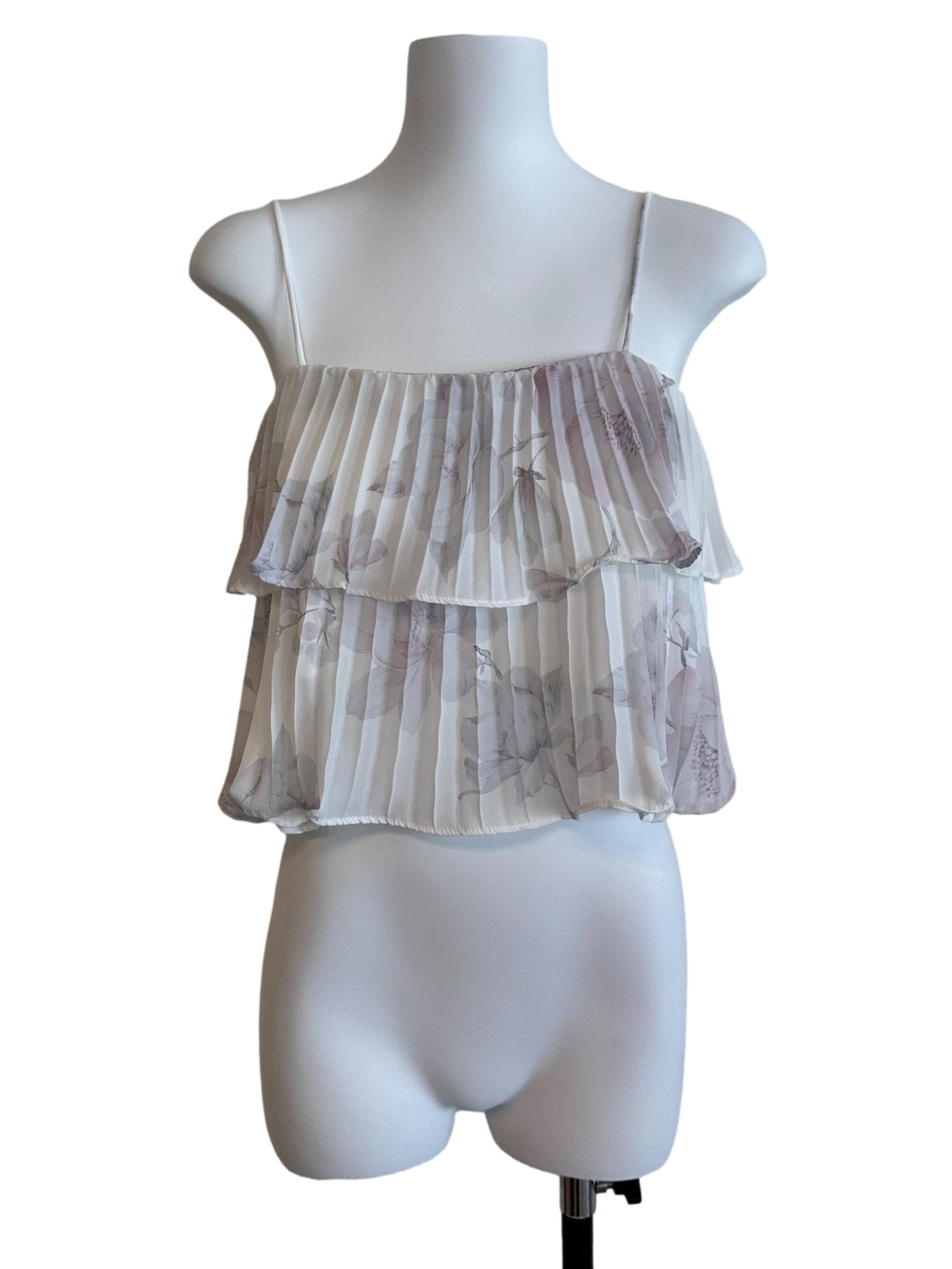 Ash White Pleated Layered Babydoll Top