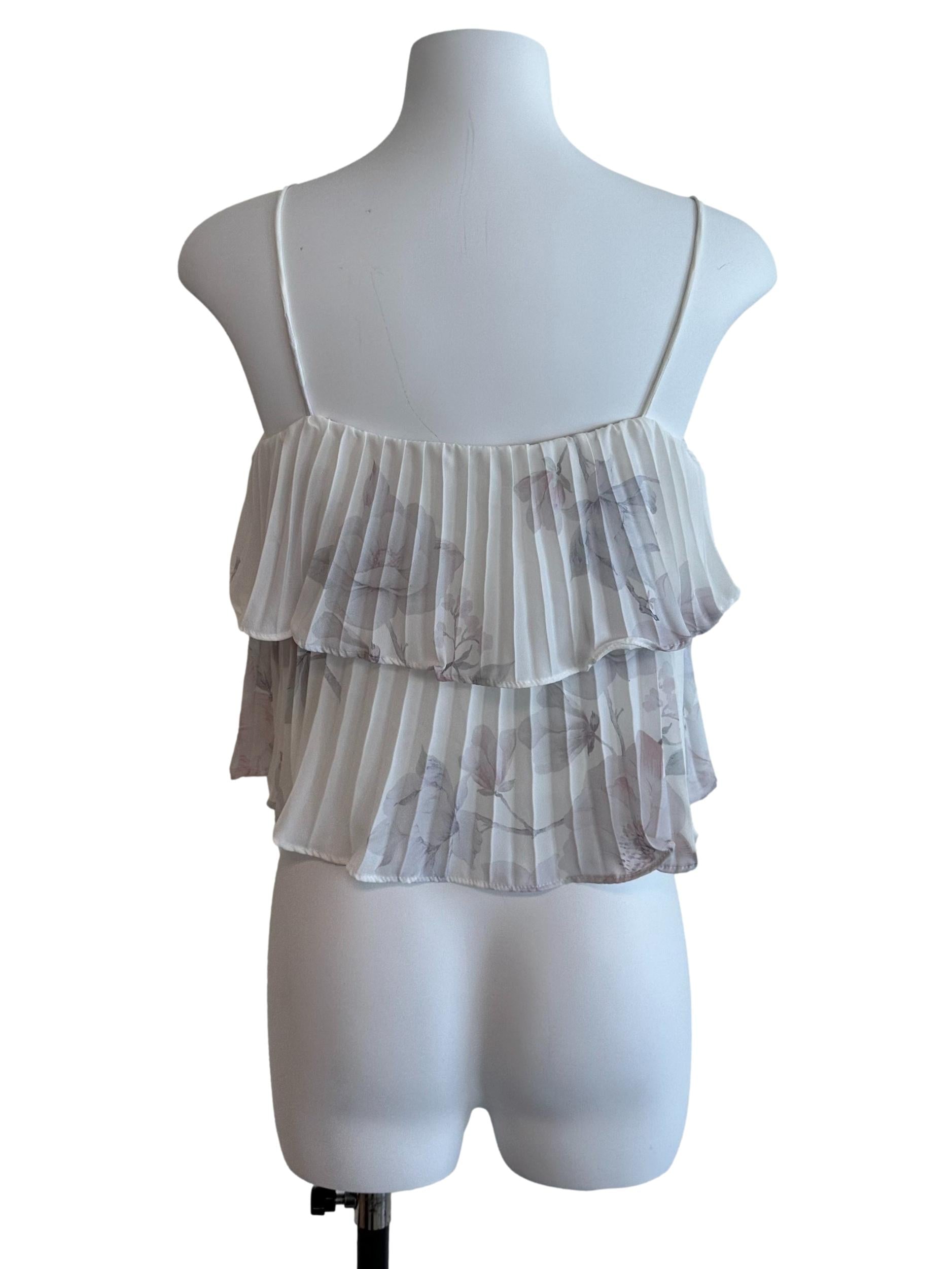 Ash White Pleated Layered Babydoll Top