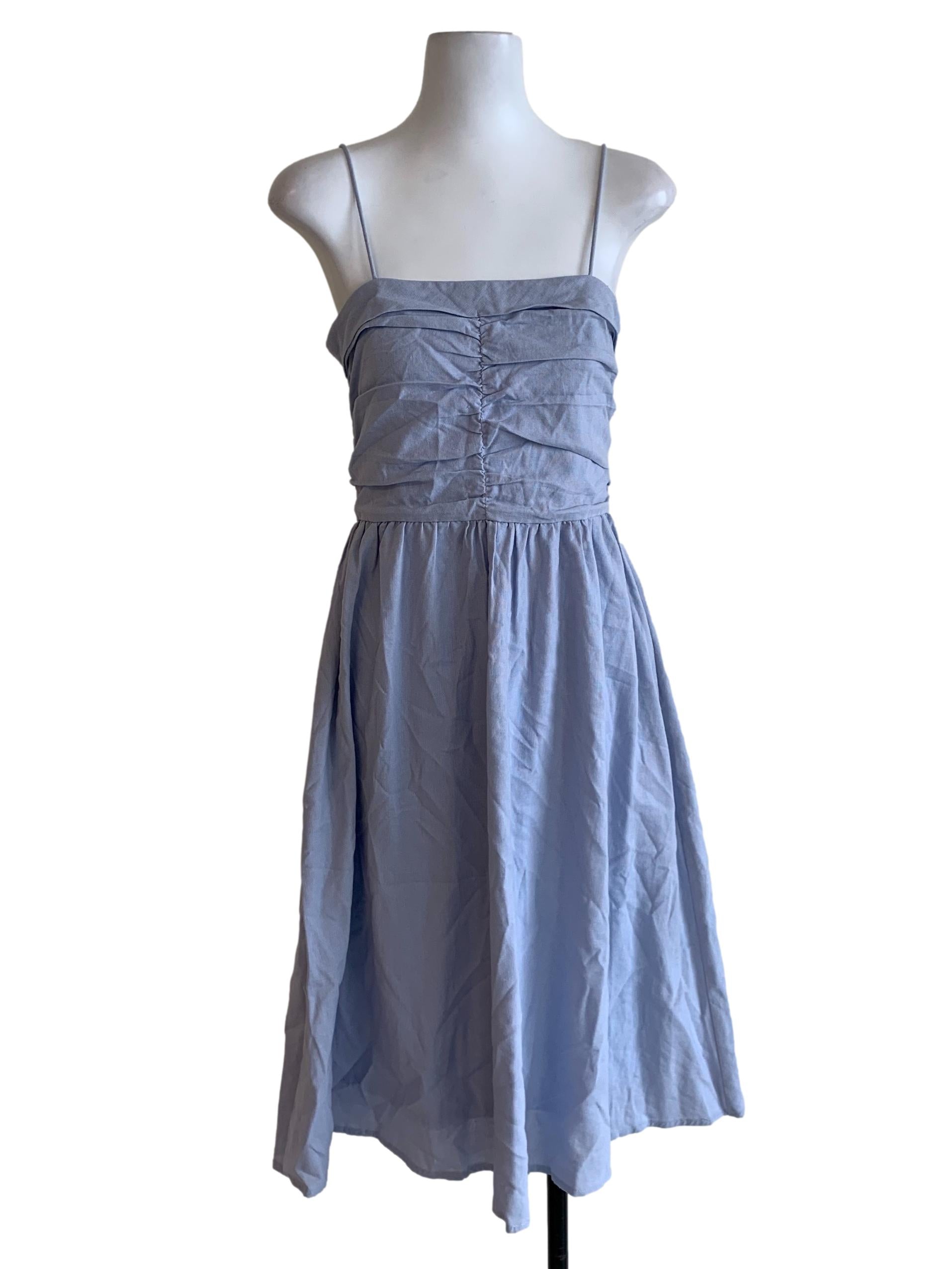 Sky Blue Spaghetti Strap A-Line Dress