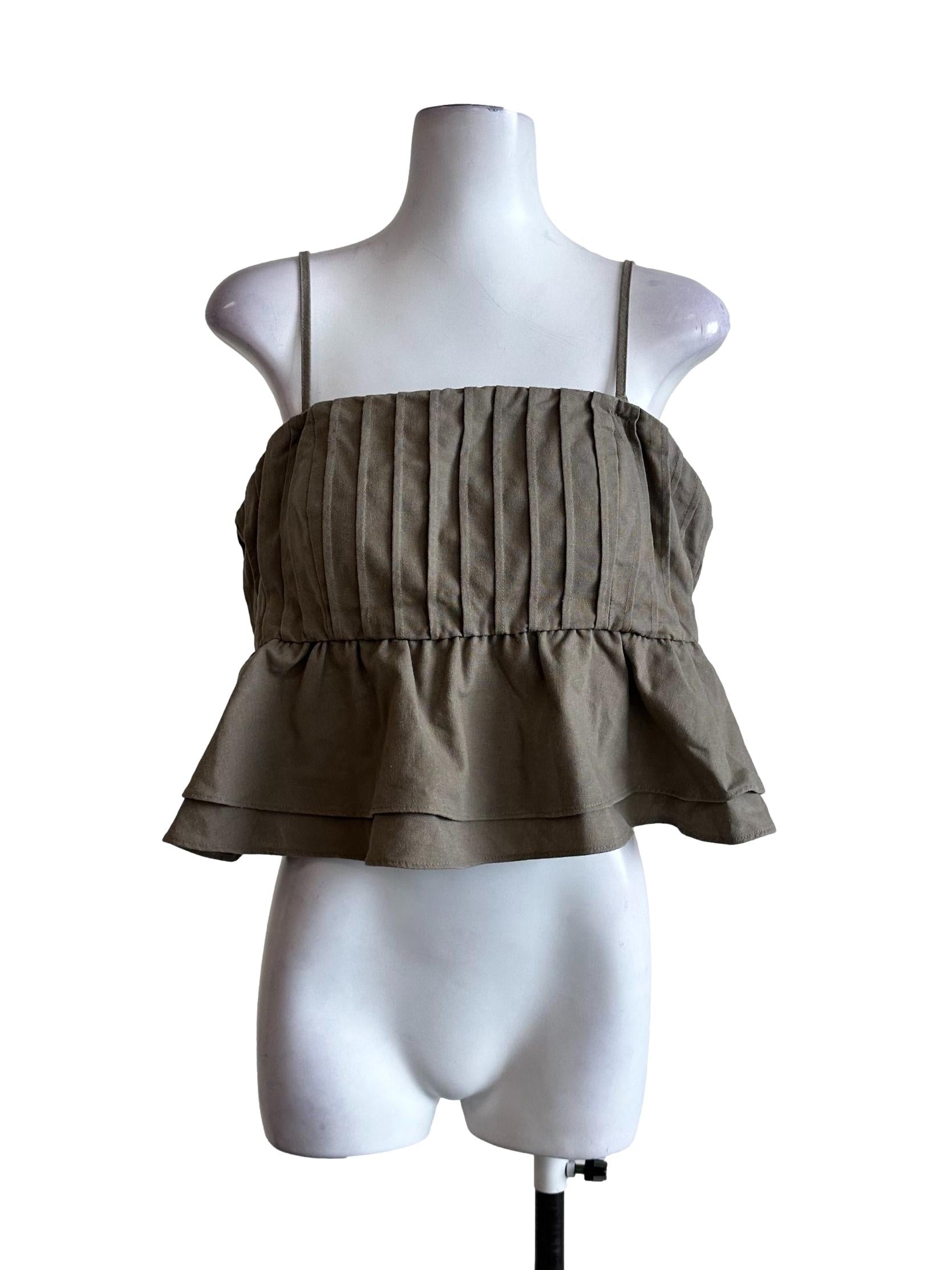 Crocodile Green Padded Sleeveless Top