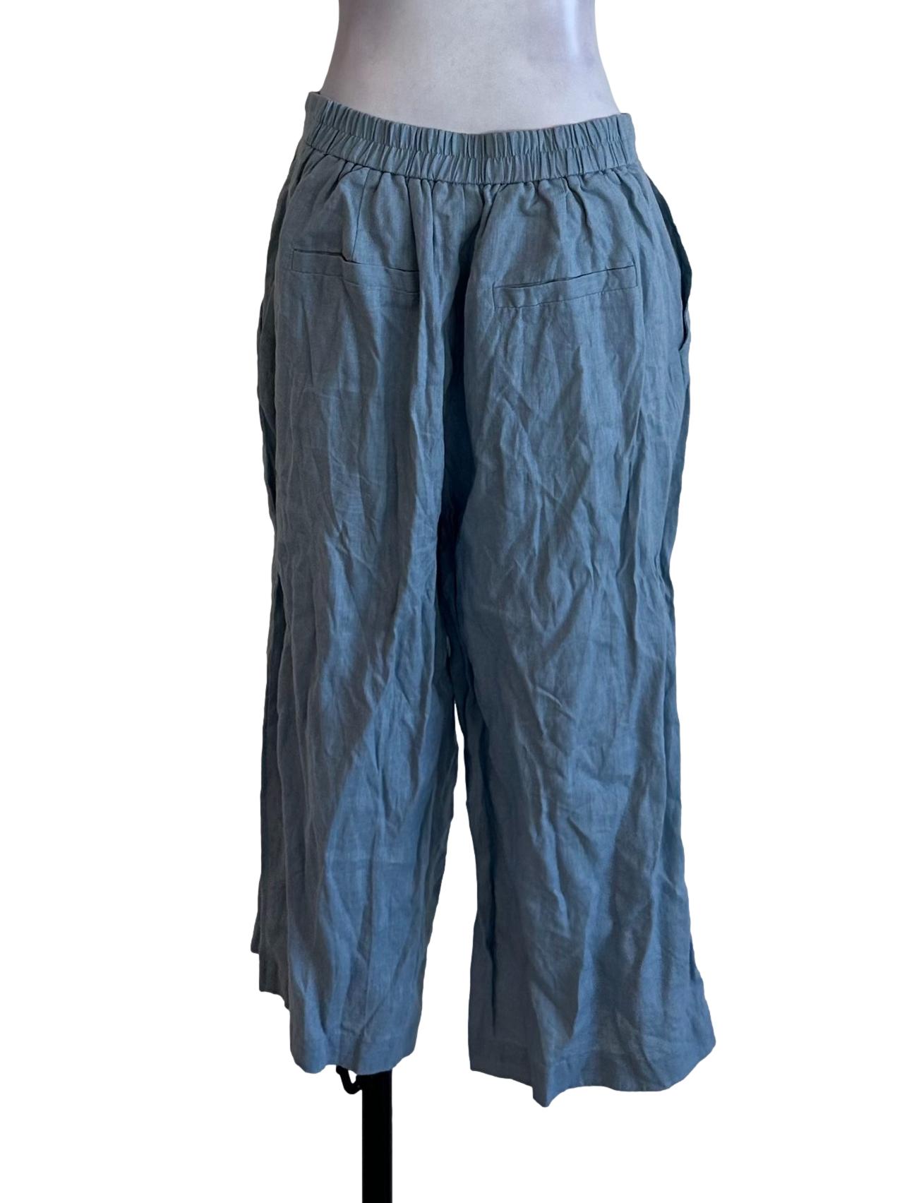 Light Blue Bermuda Linen Pants