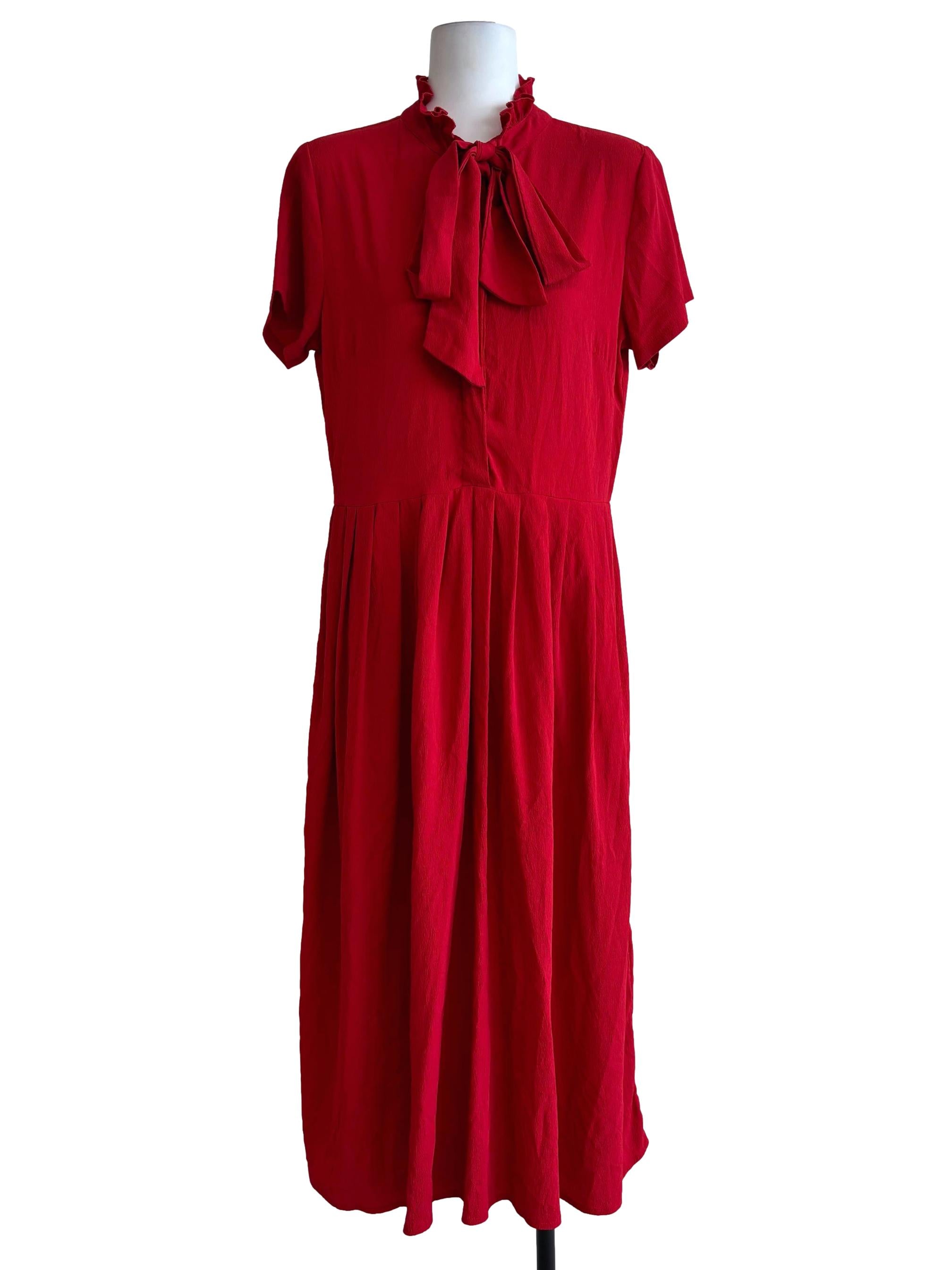 Candy Red High Neck A-Line Dress
