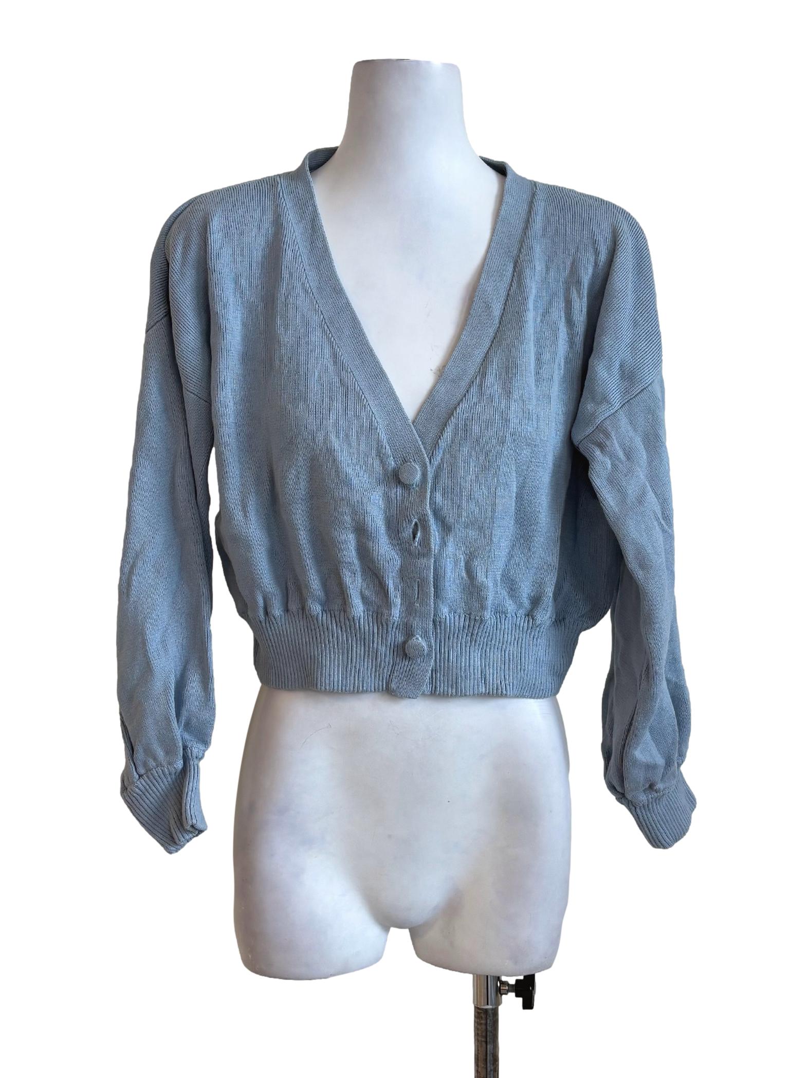 Stone Blue Cropped Cardigan