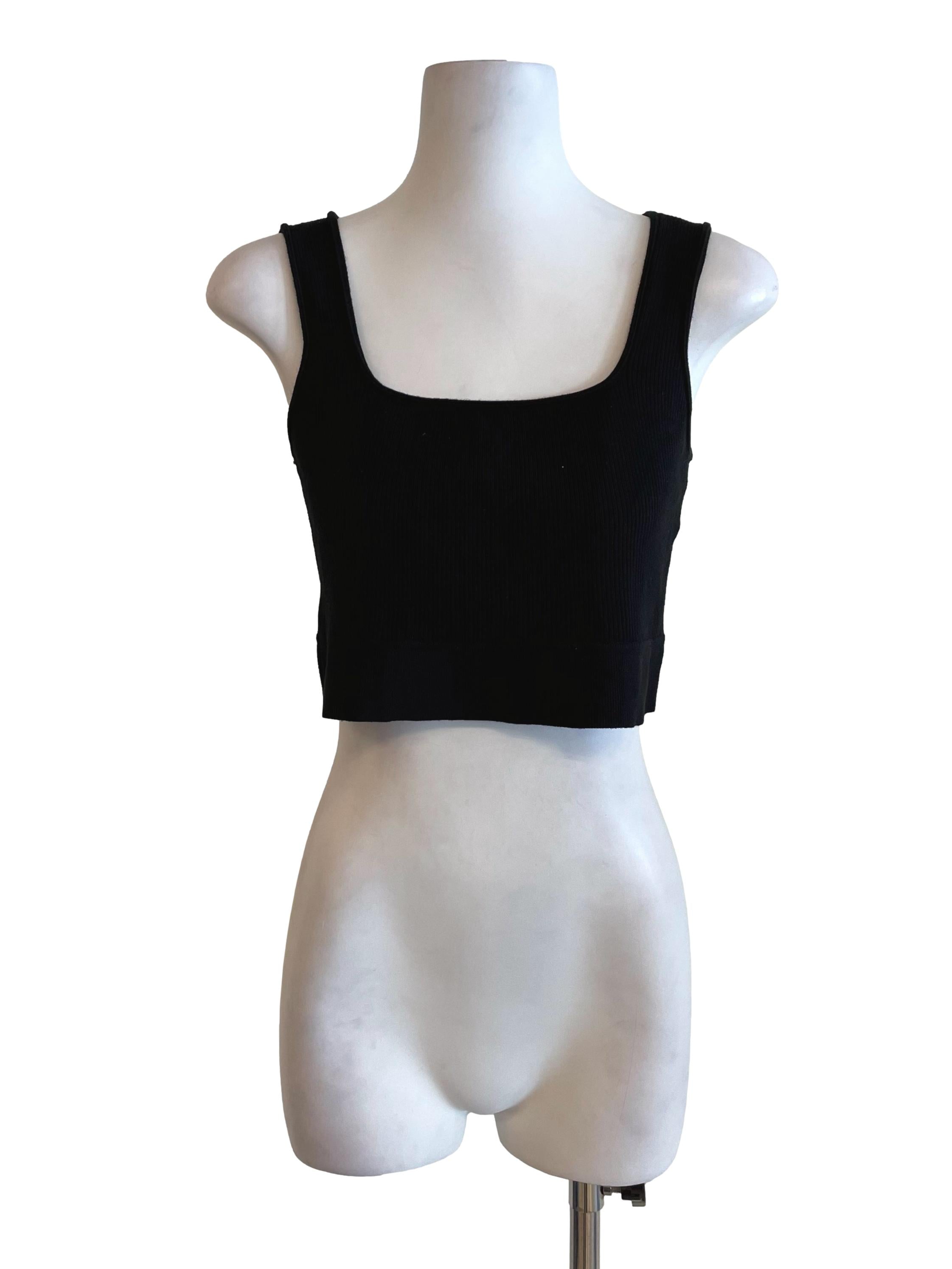 Black Scoop Neck Knit Crop Top