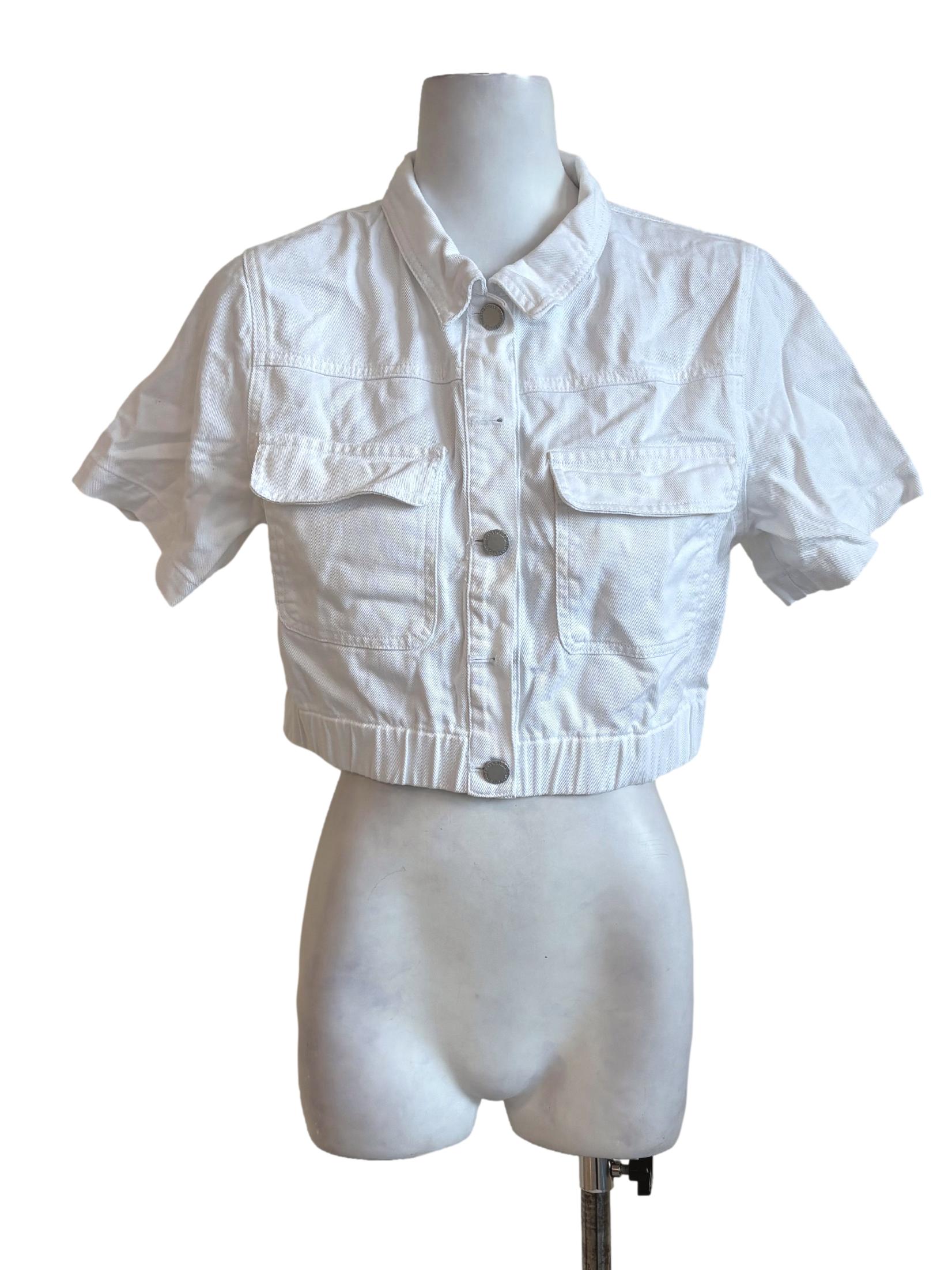White Button Up Crop Top