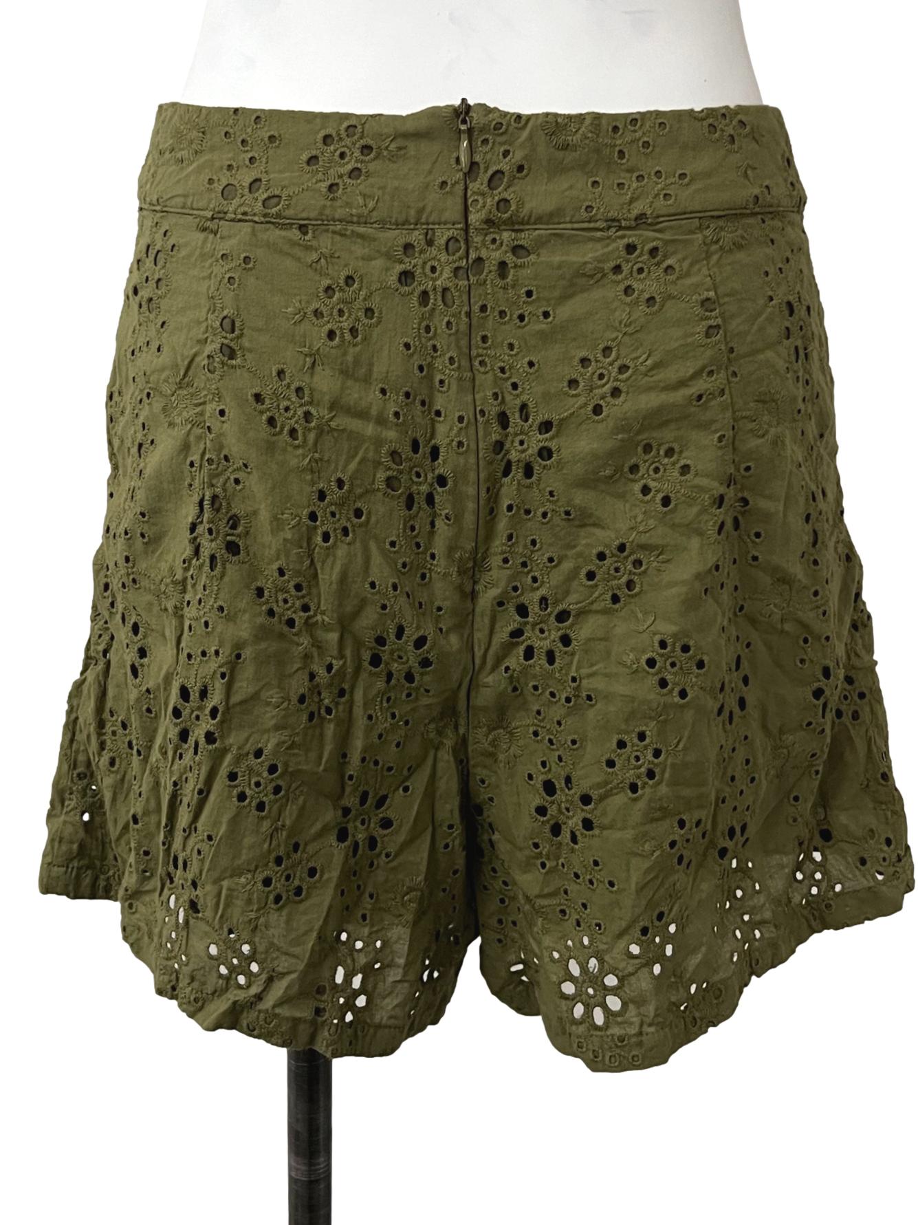Green Eyelet Shorts