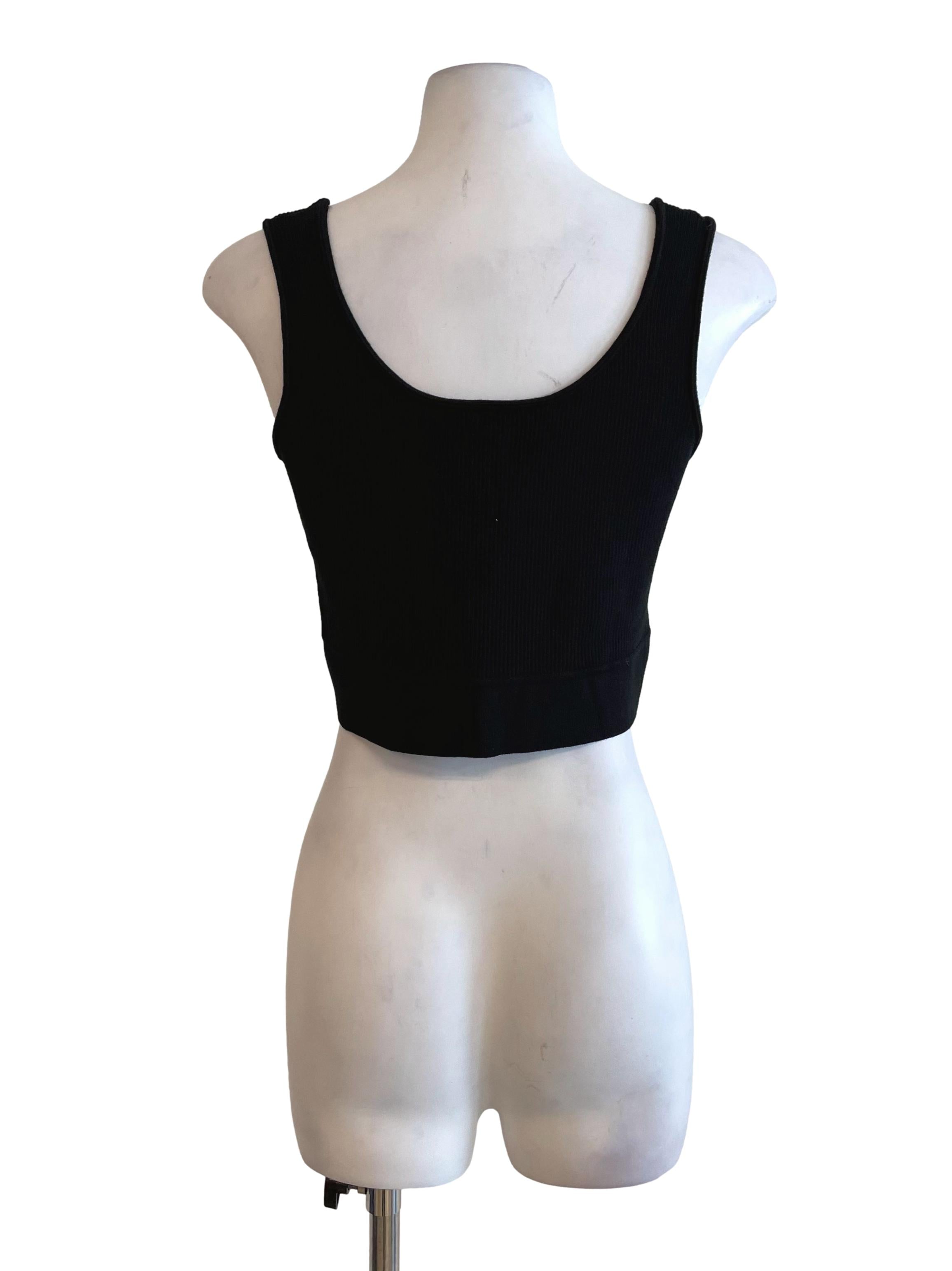Black Scoop Neck Knit Crop Top
