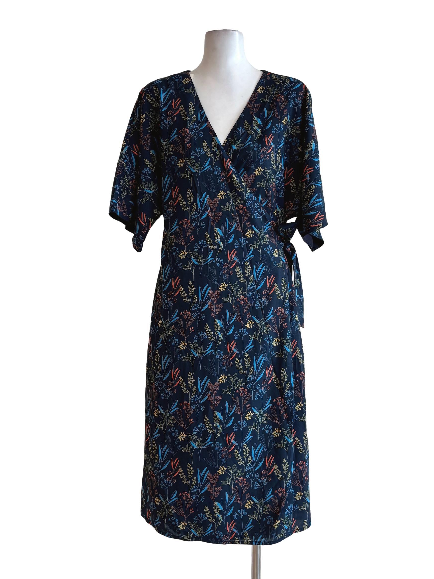 Aegean Blue Floral Surplice Dress LB