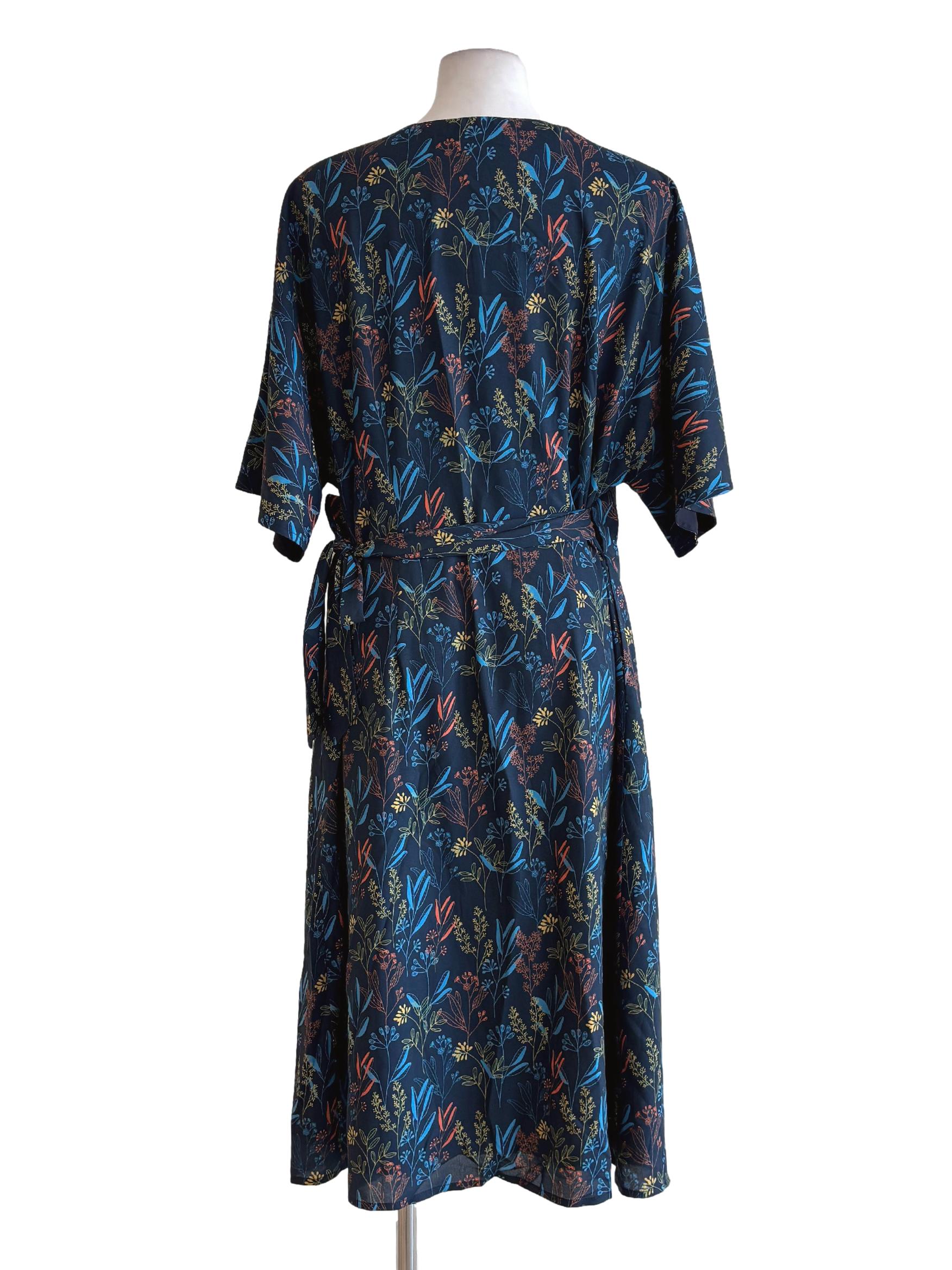 Aegean Blue Floral Surplice Dress LB