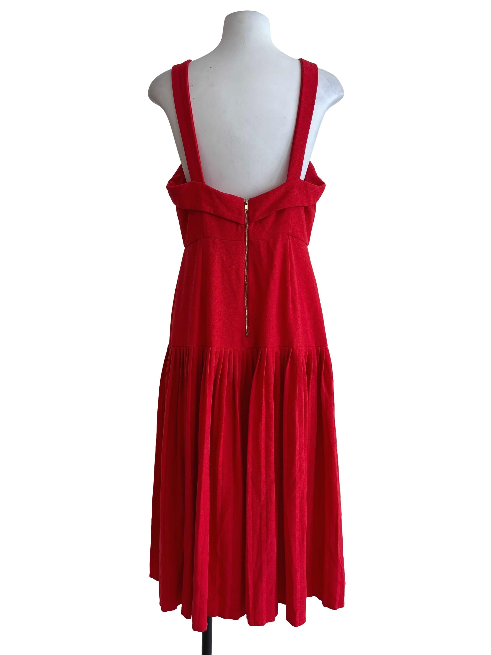 Candy Red Apron Neck Flare Dress