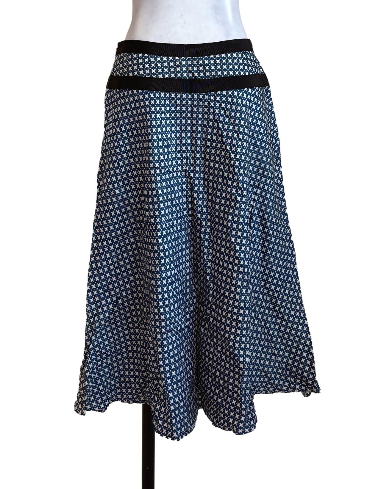 Blue White Cross Stitch Skirt