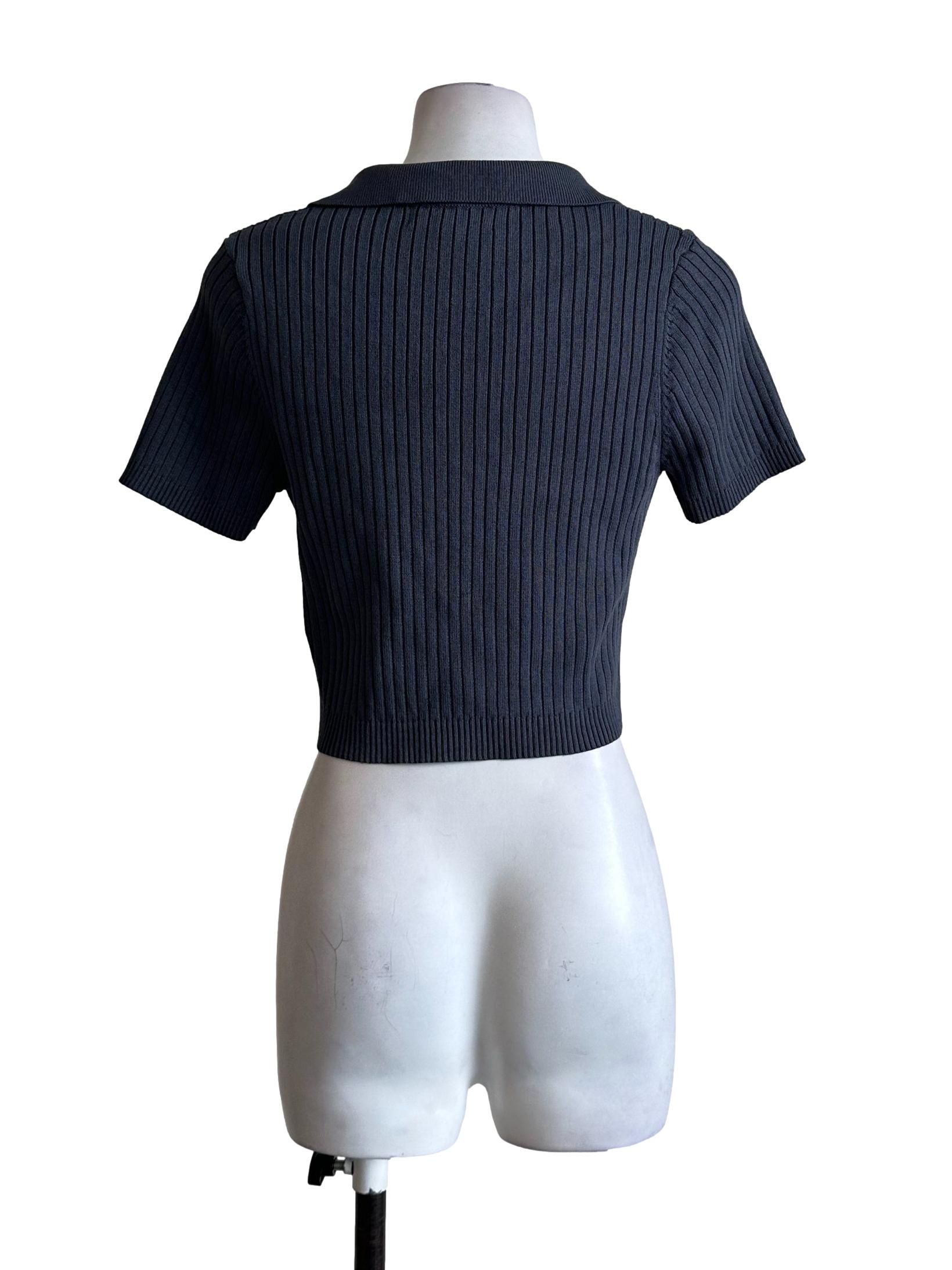 Spruce Blue Pleated Collar Top