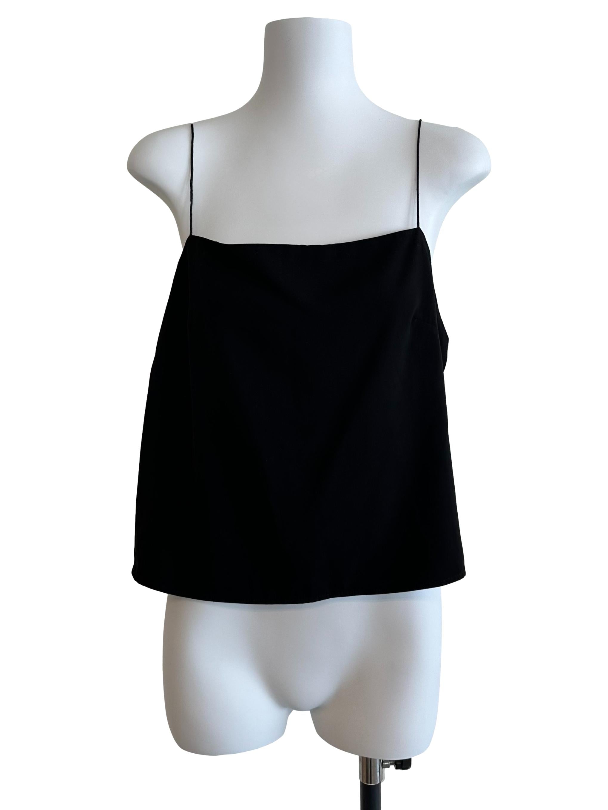 Raven Black Square Neck Spaghetti Strap Top