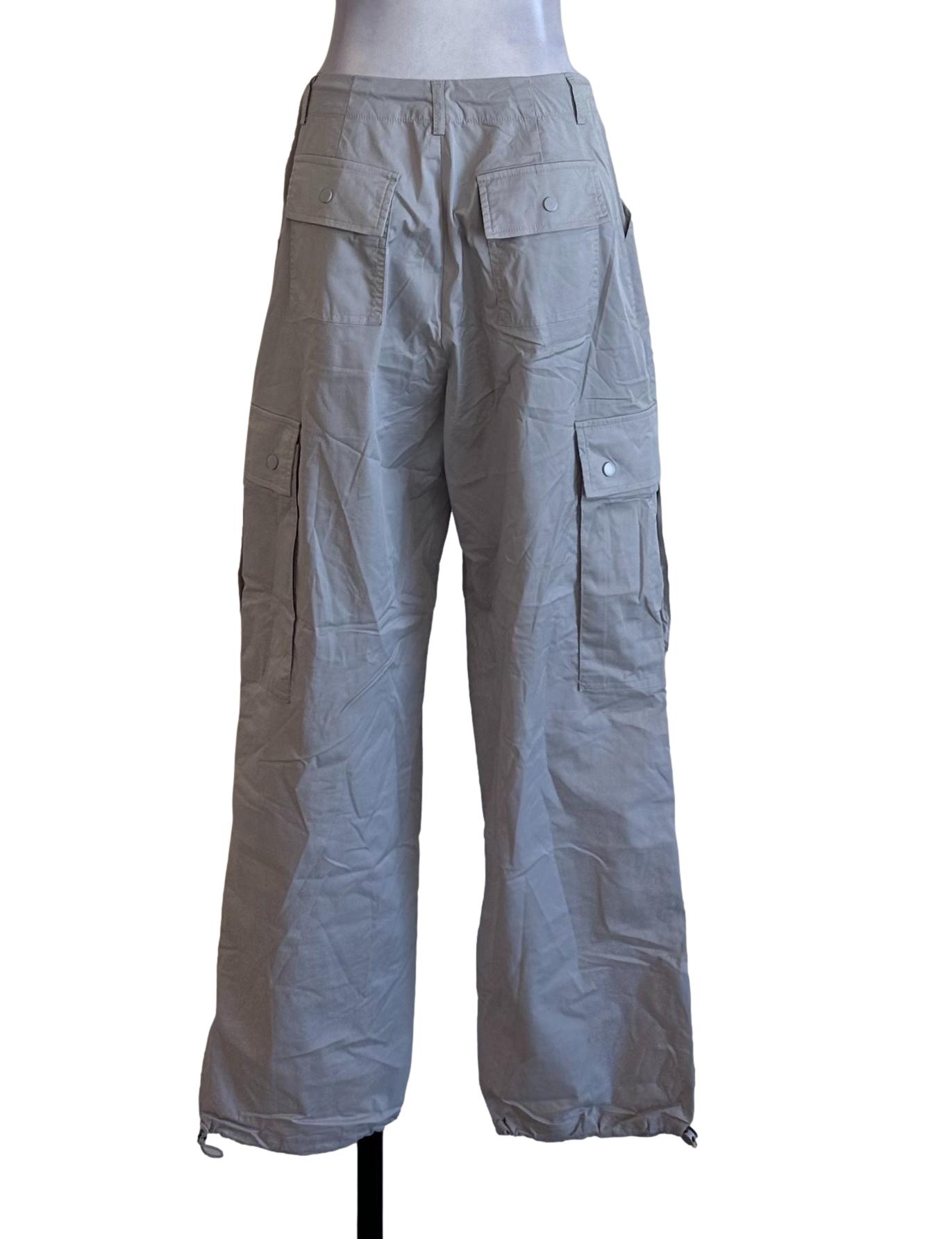 Light Grey Strap Cargo Pants